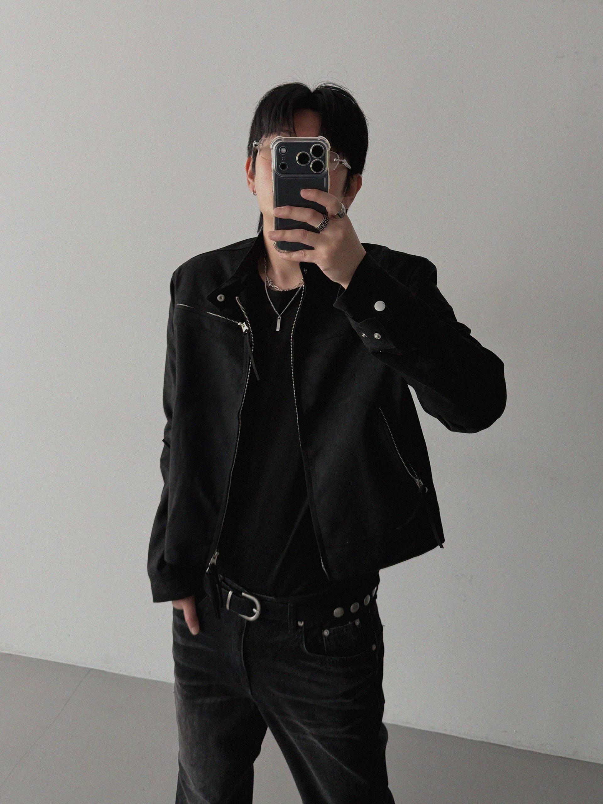 Biker suede crop jacket