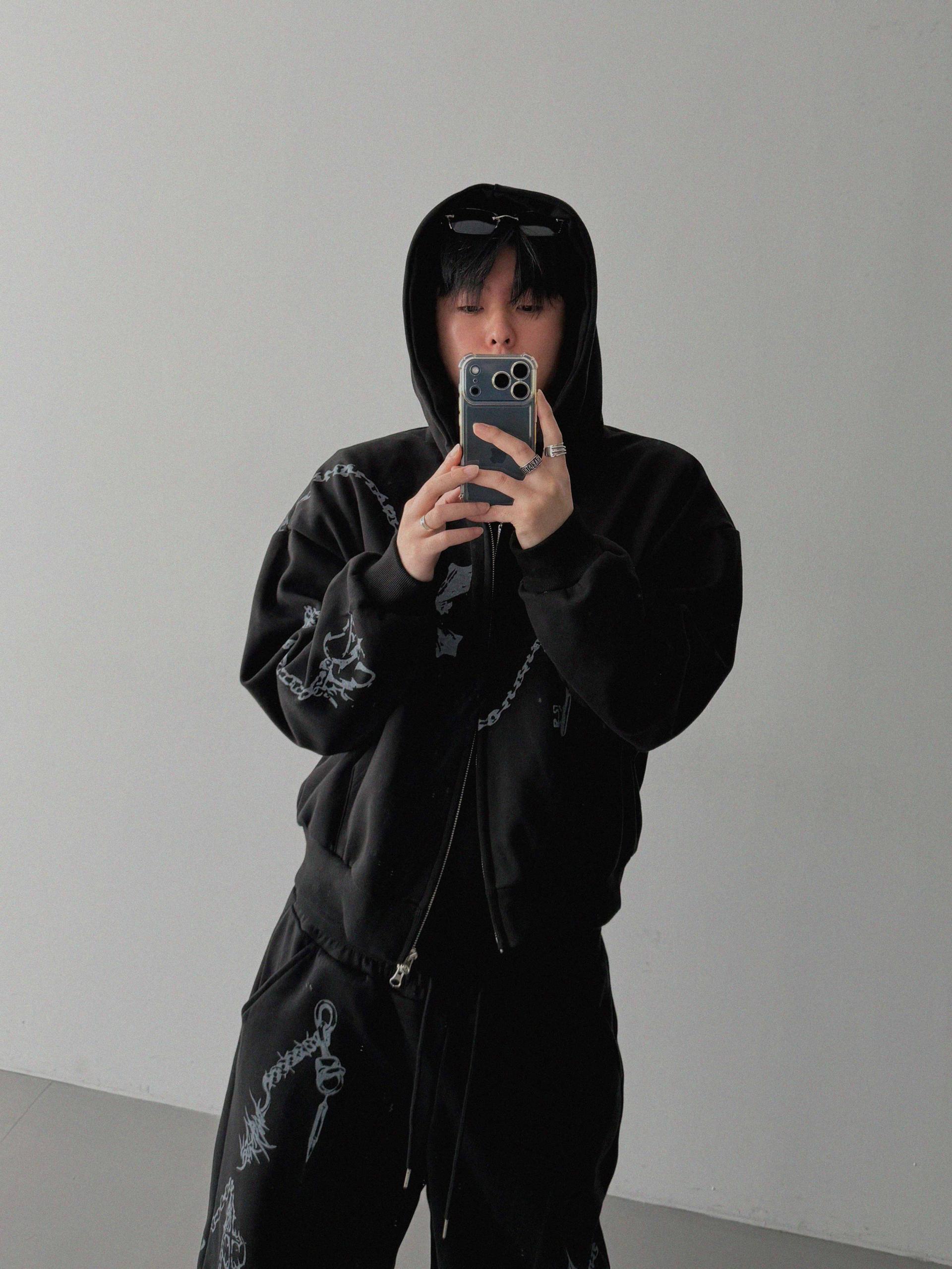 Keyring printed wide sweat pants