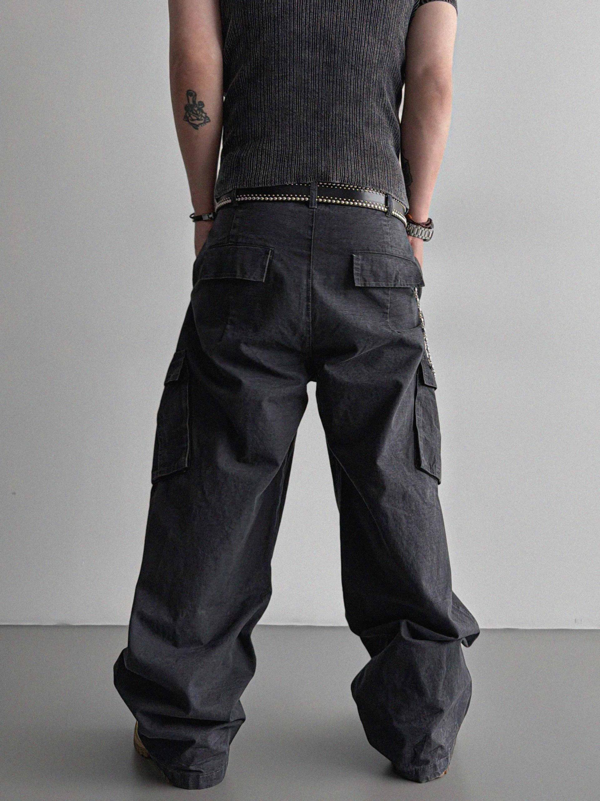 Dyed ripstop cargo curved pants