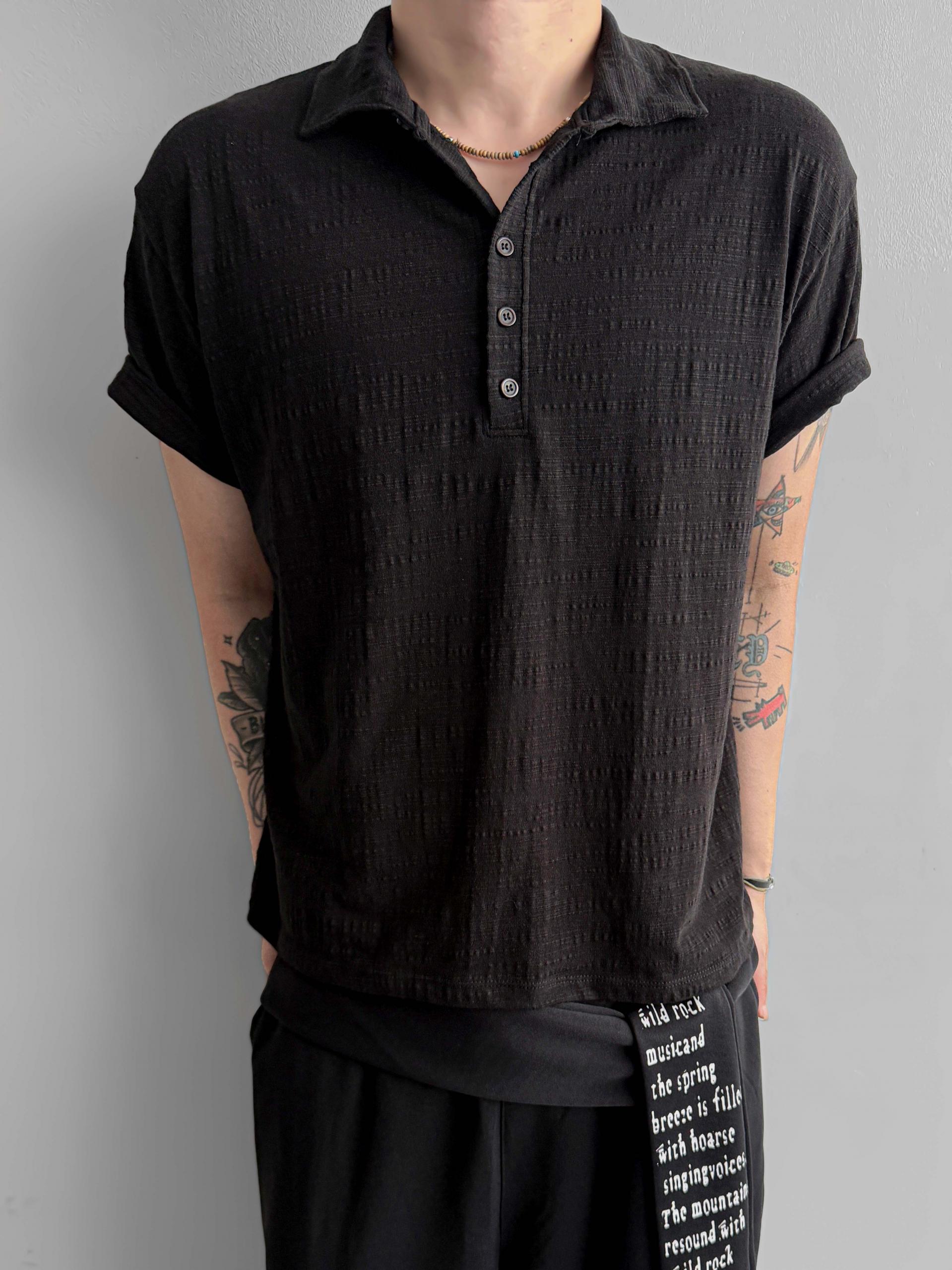Slub collar half t