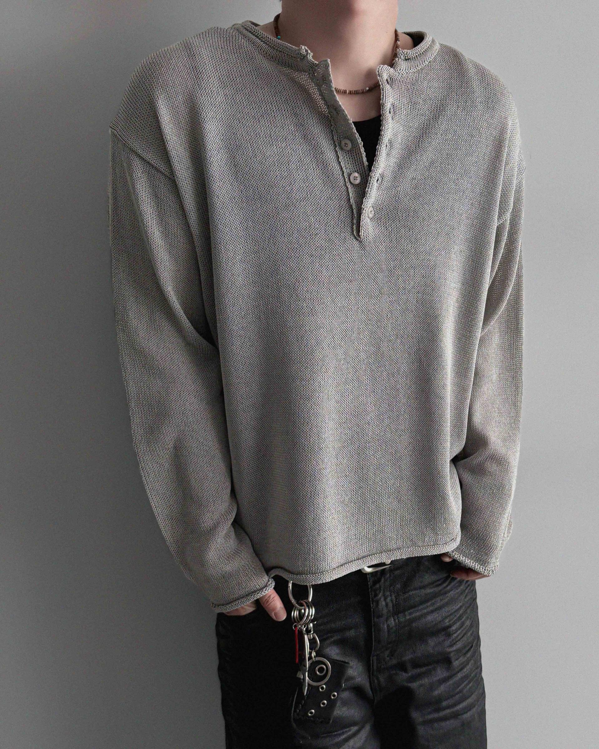 Summer henley neck see-through knit