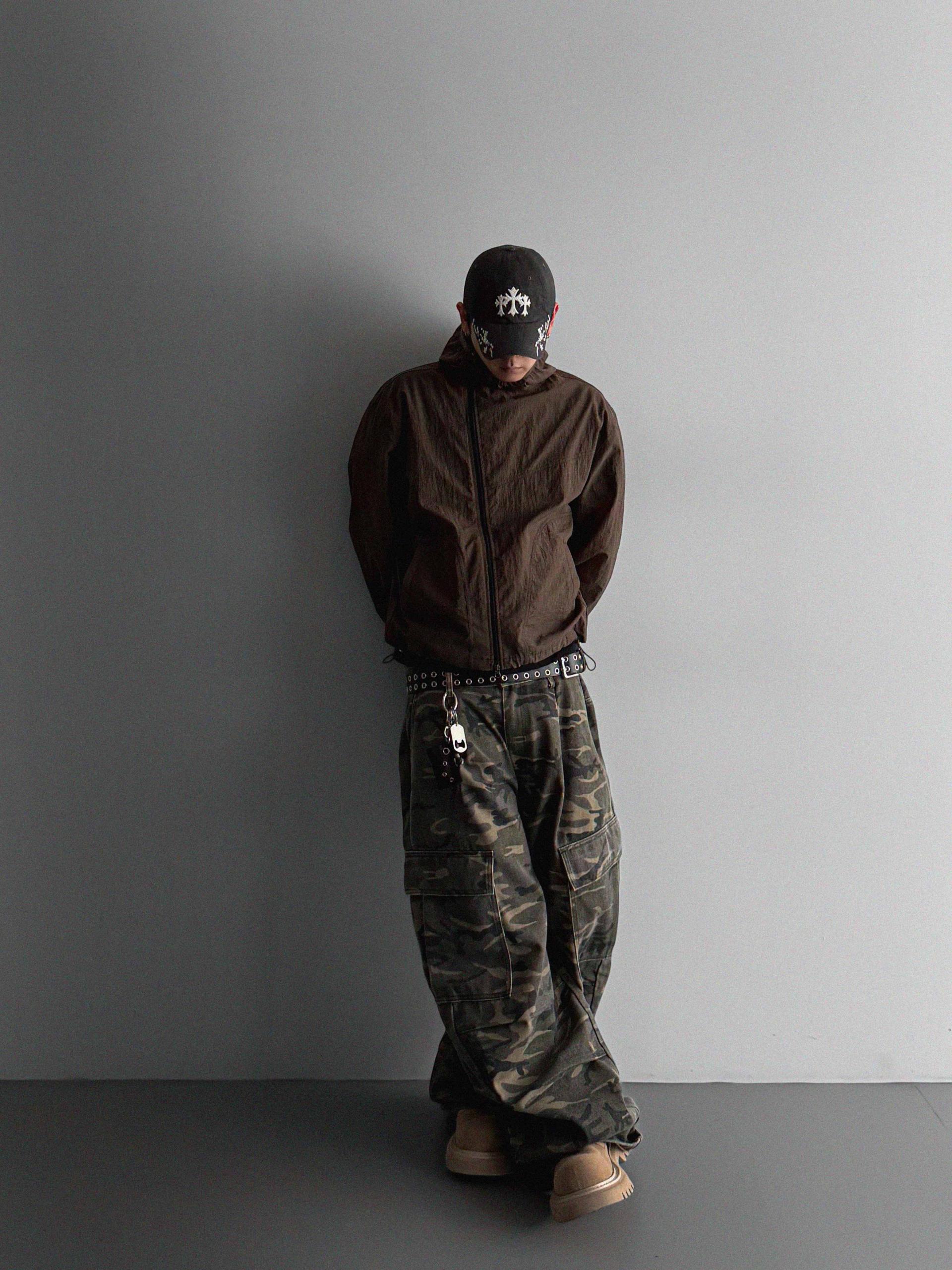 Summer diagonal zipper hood jacket