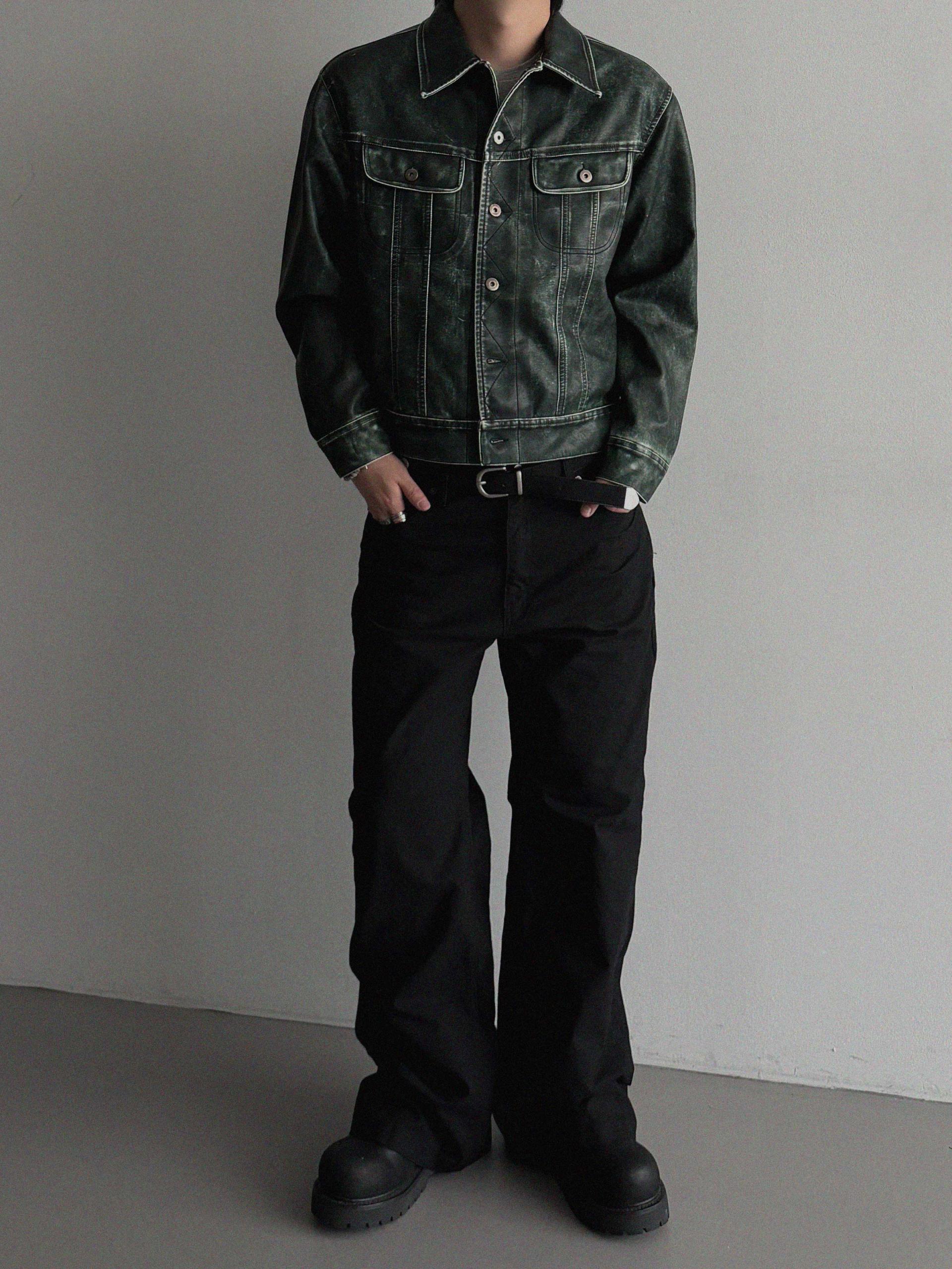 Rex leather trucker crop jacket