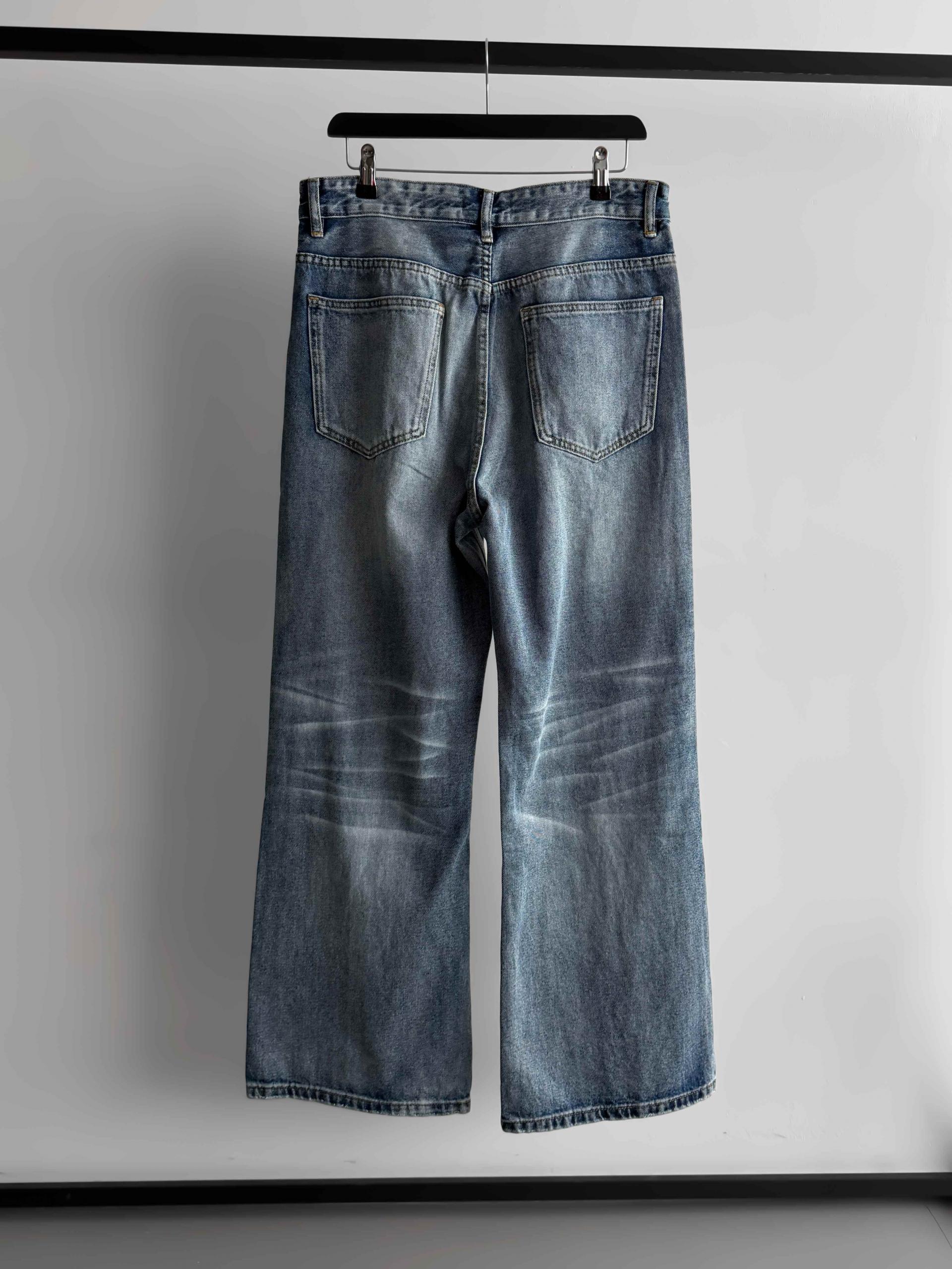 Button fly flare denim pants