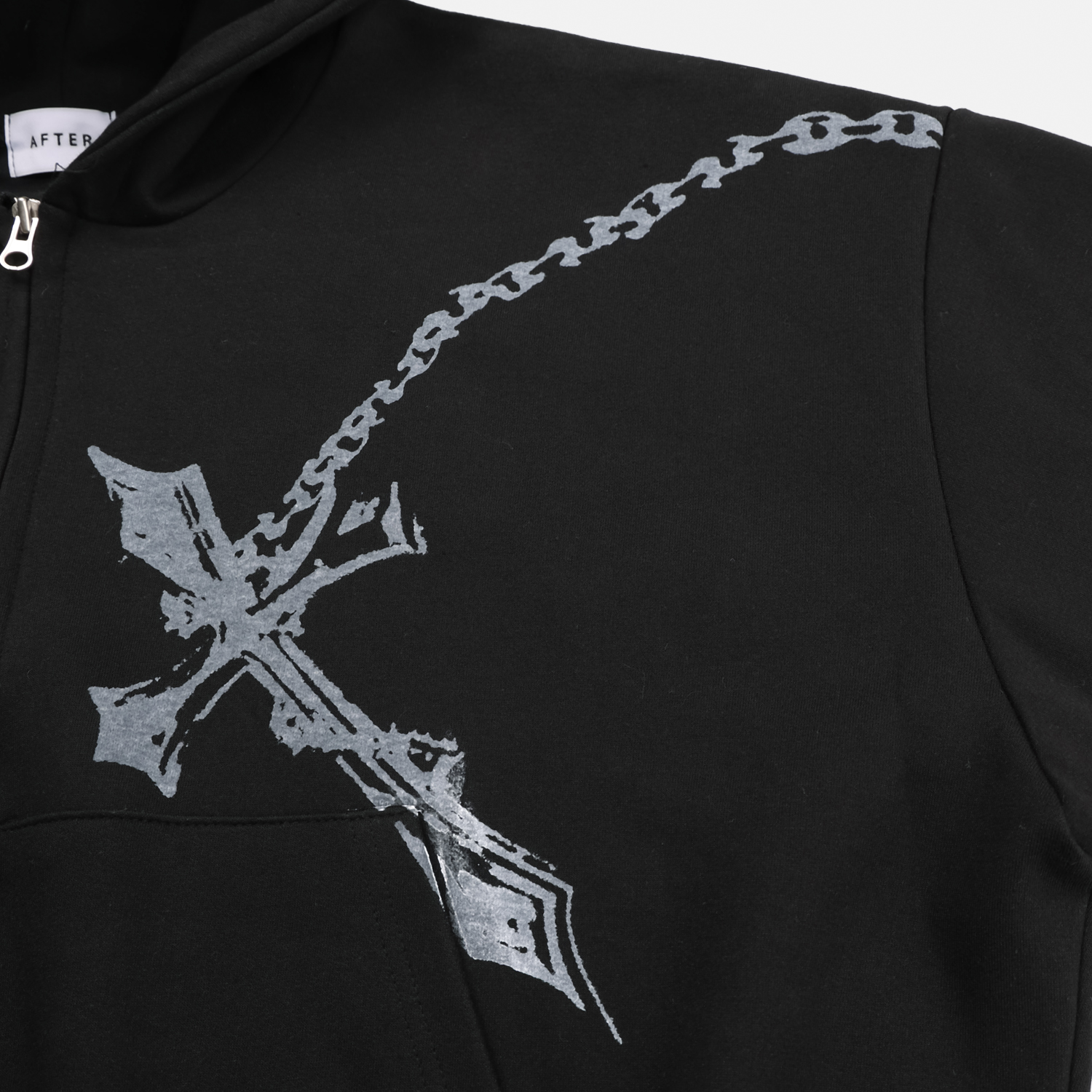 Keyring printed crop hood zip-up