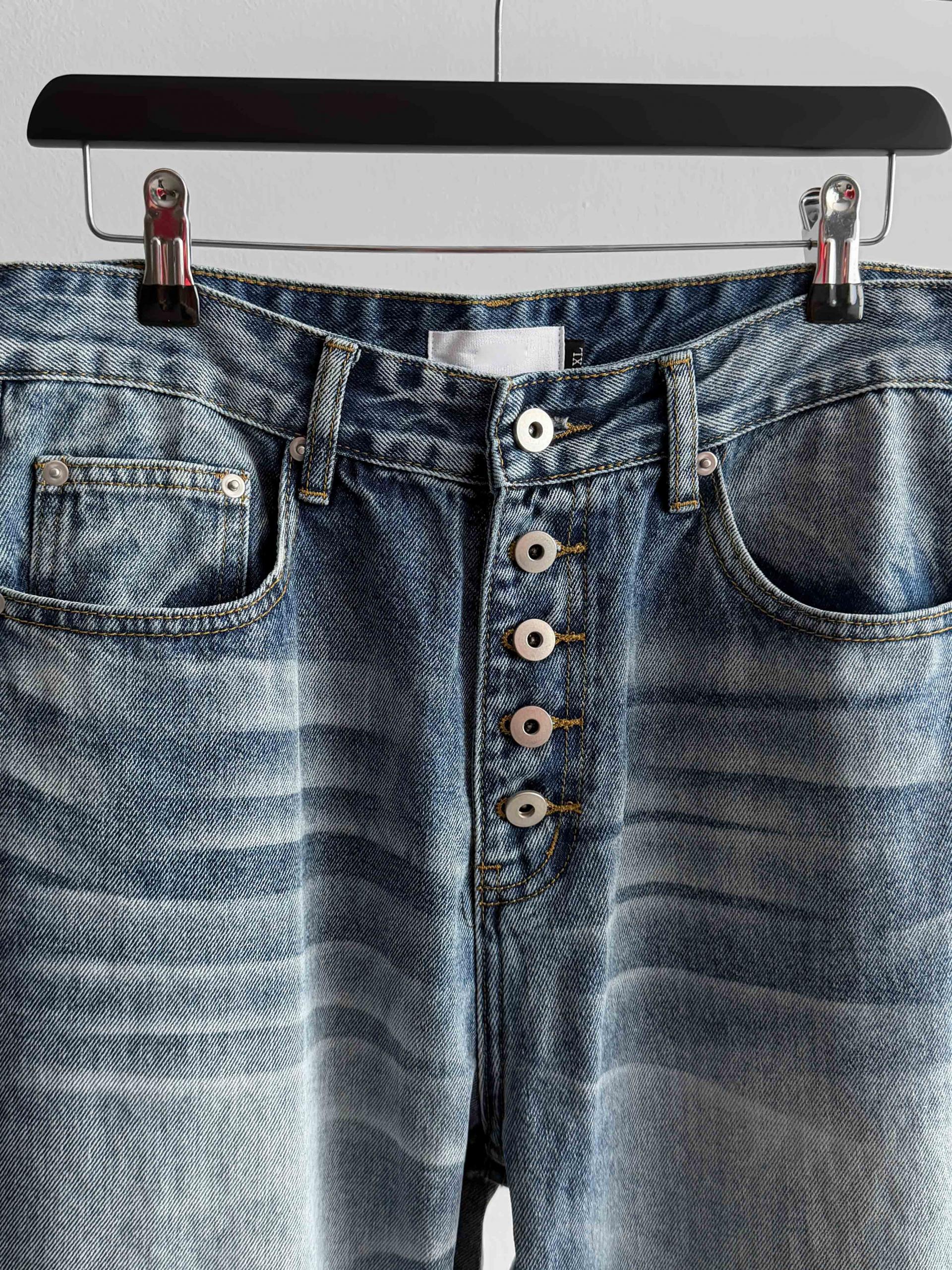 Button fly flare denim pants