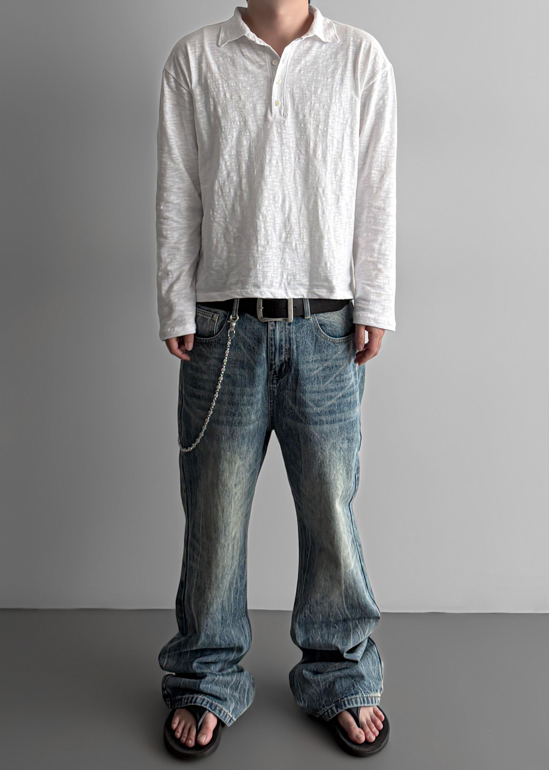 Ashed flare denim pants