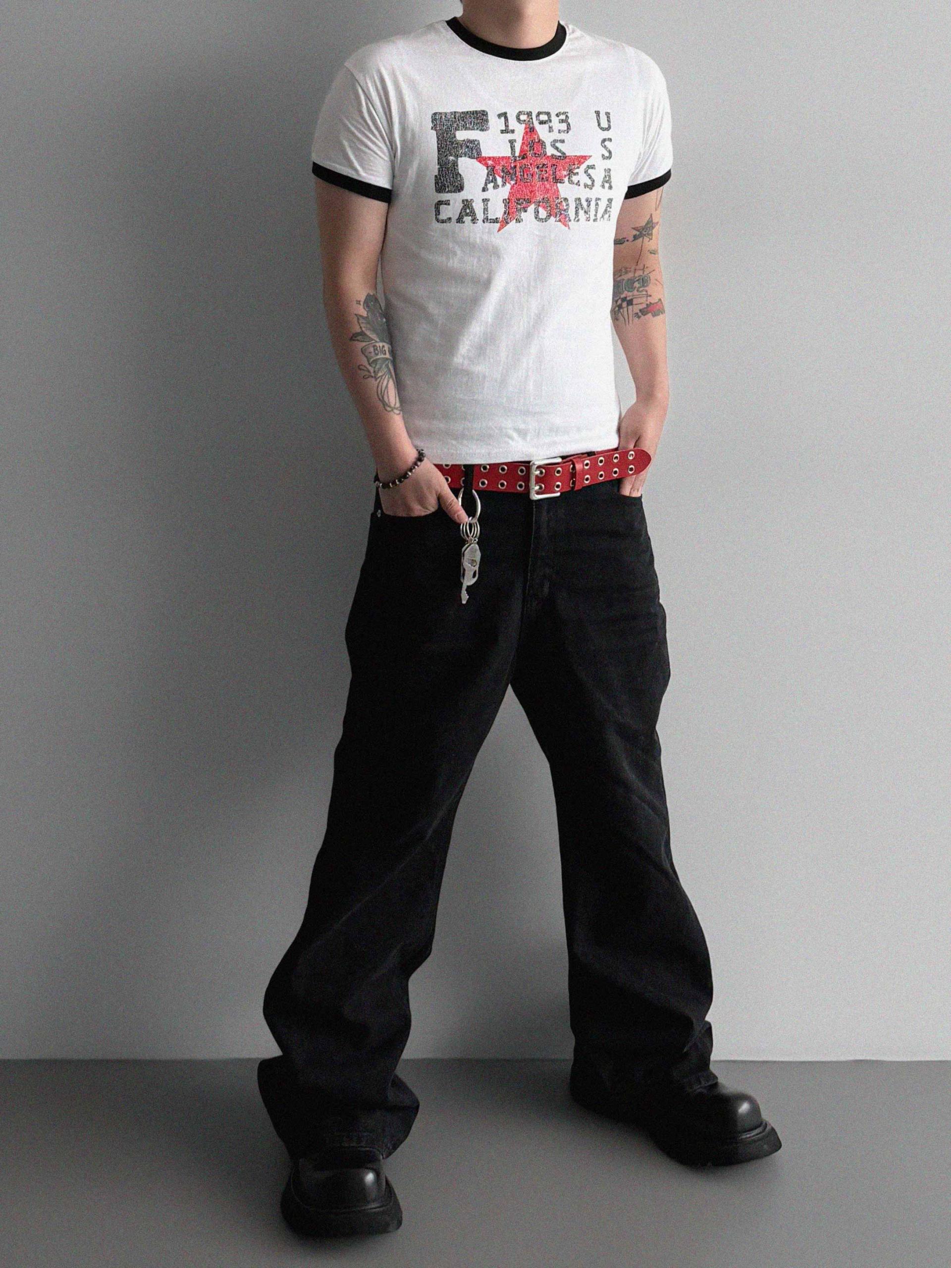 Retro star muscle ringer half t