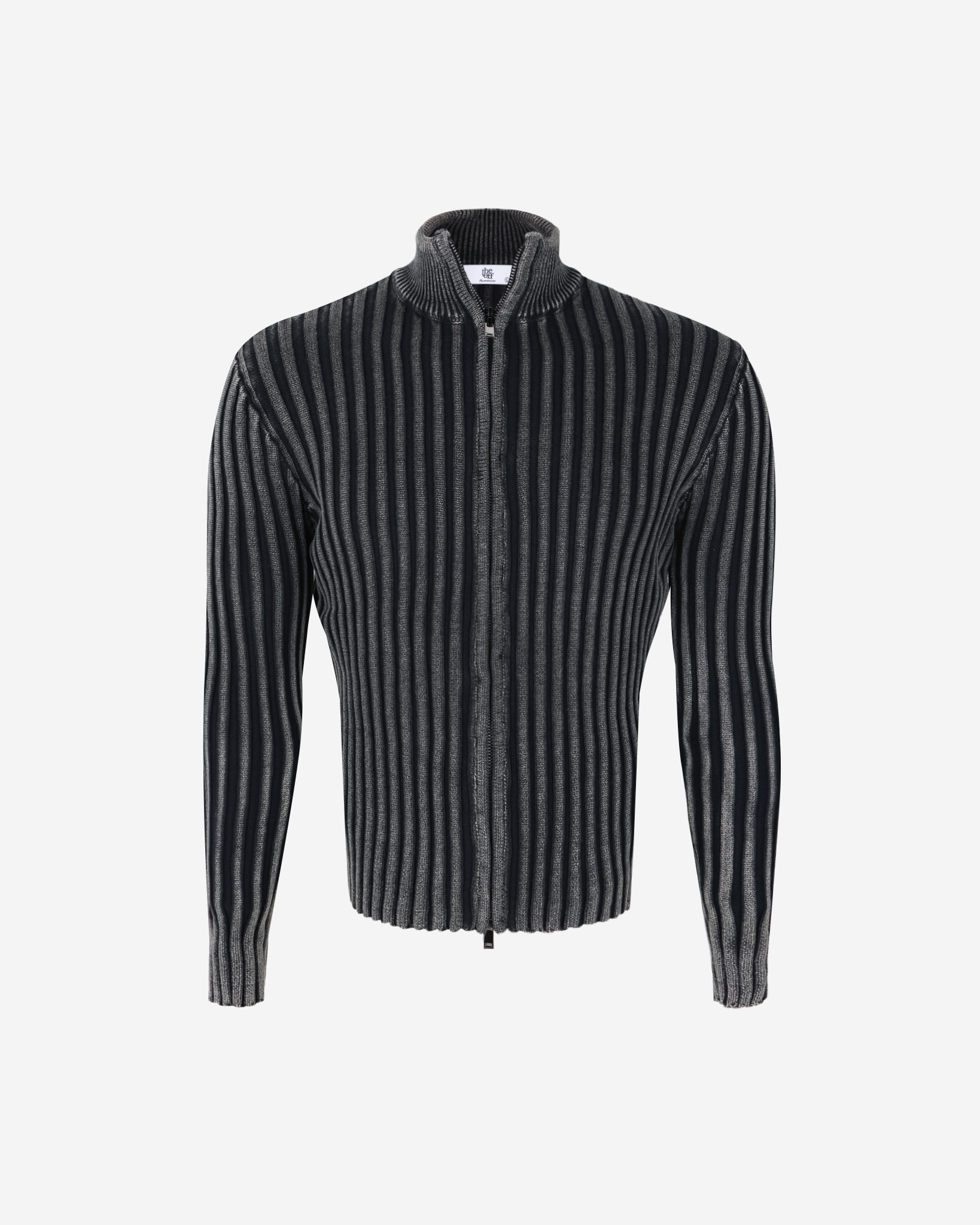 Pigment ribbed muscle knit zip-up