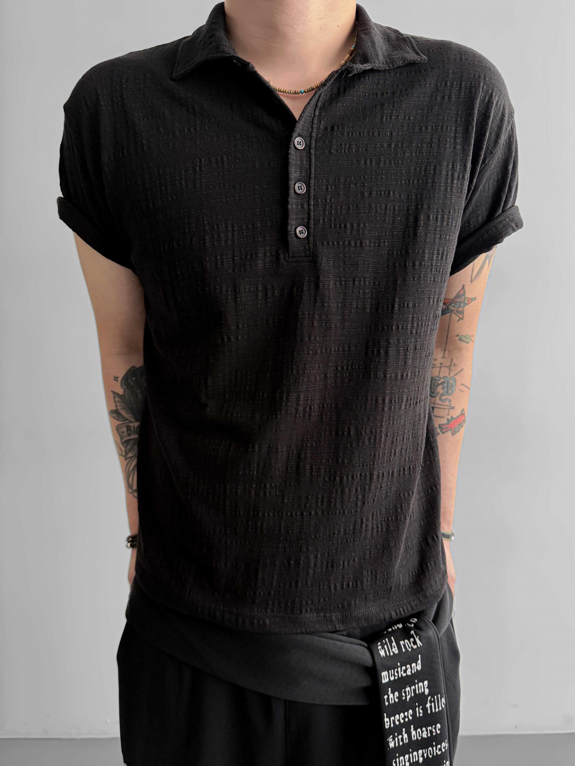 Slub collar half t