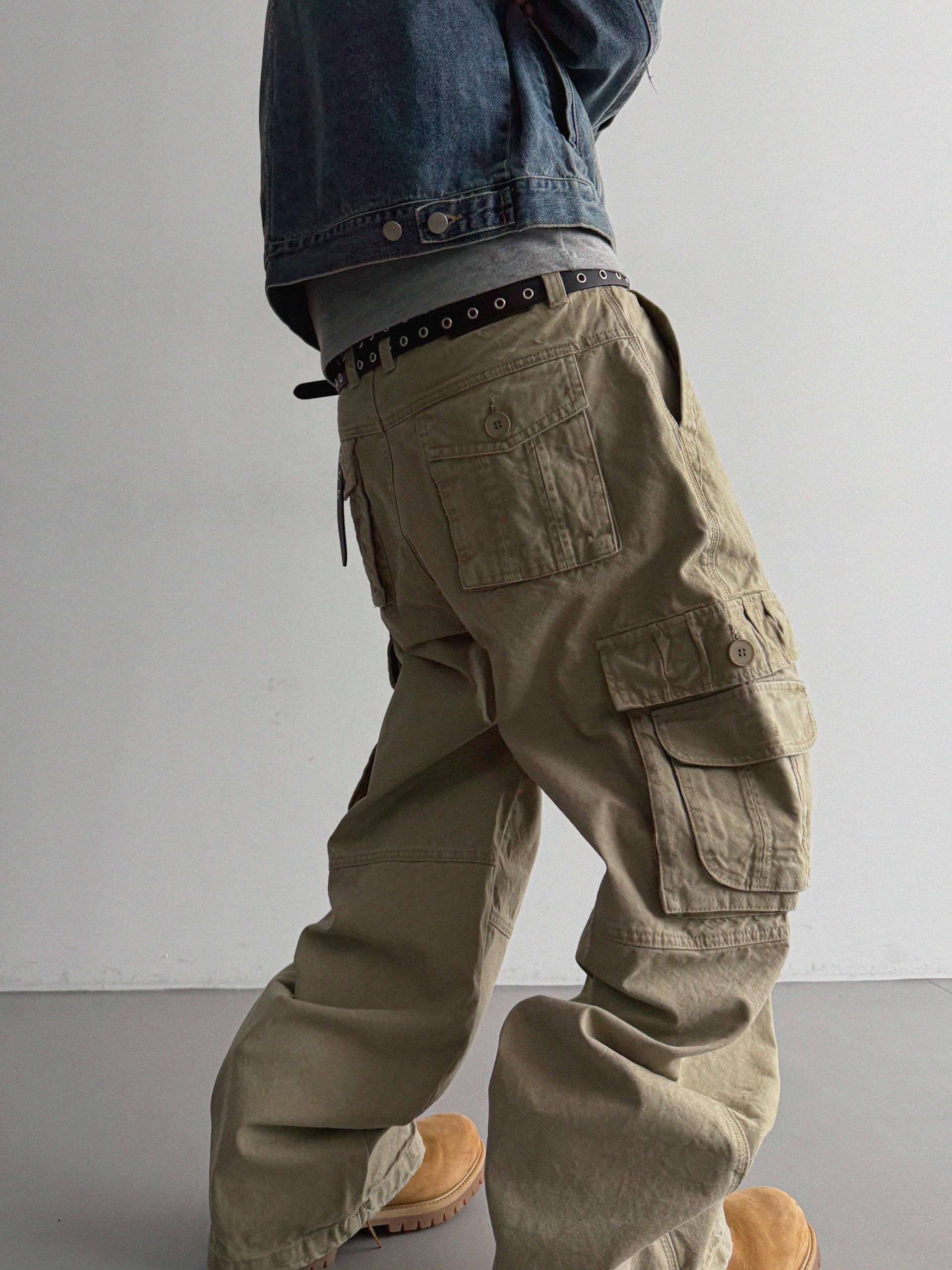 Ampty dyeing wide cargo pants