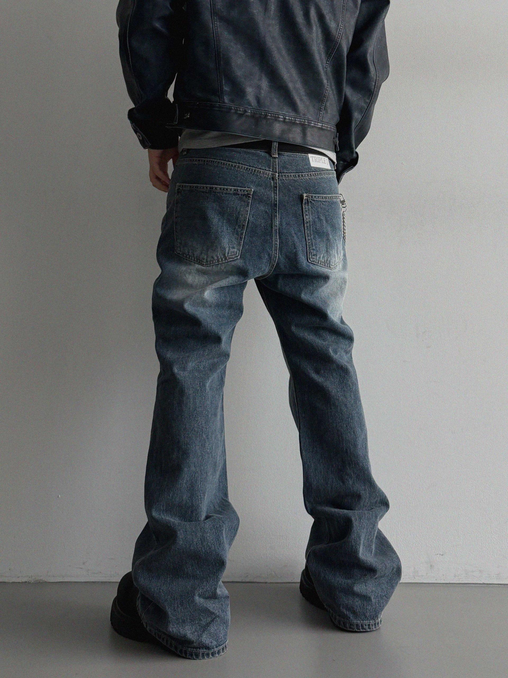 Deep brush flare denim pants