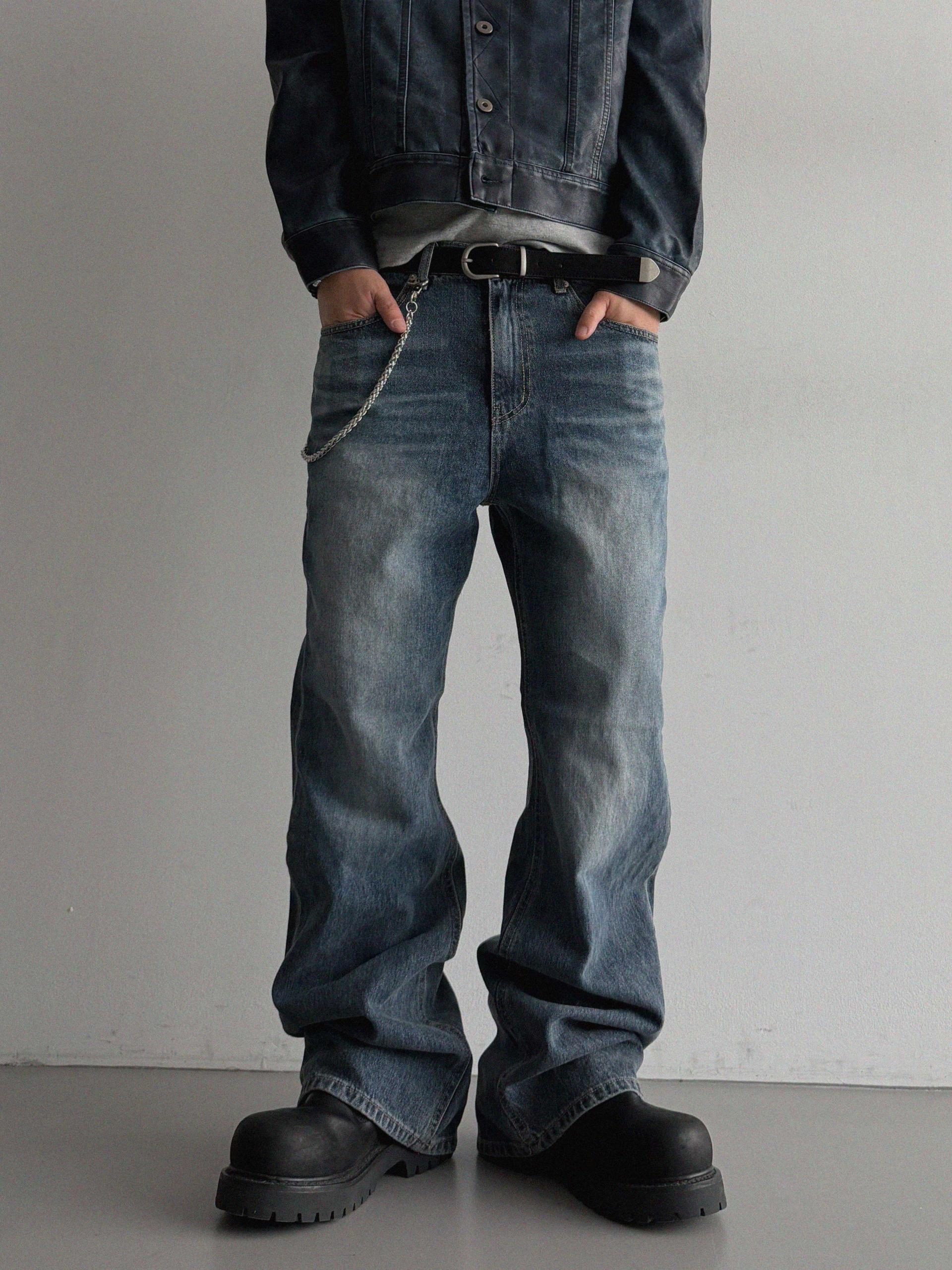 Deep brush flare denim pants