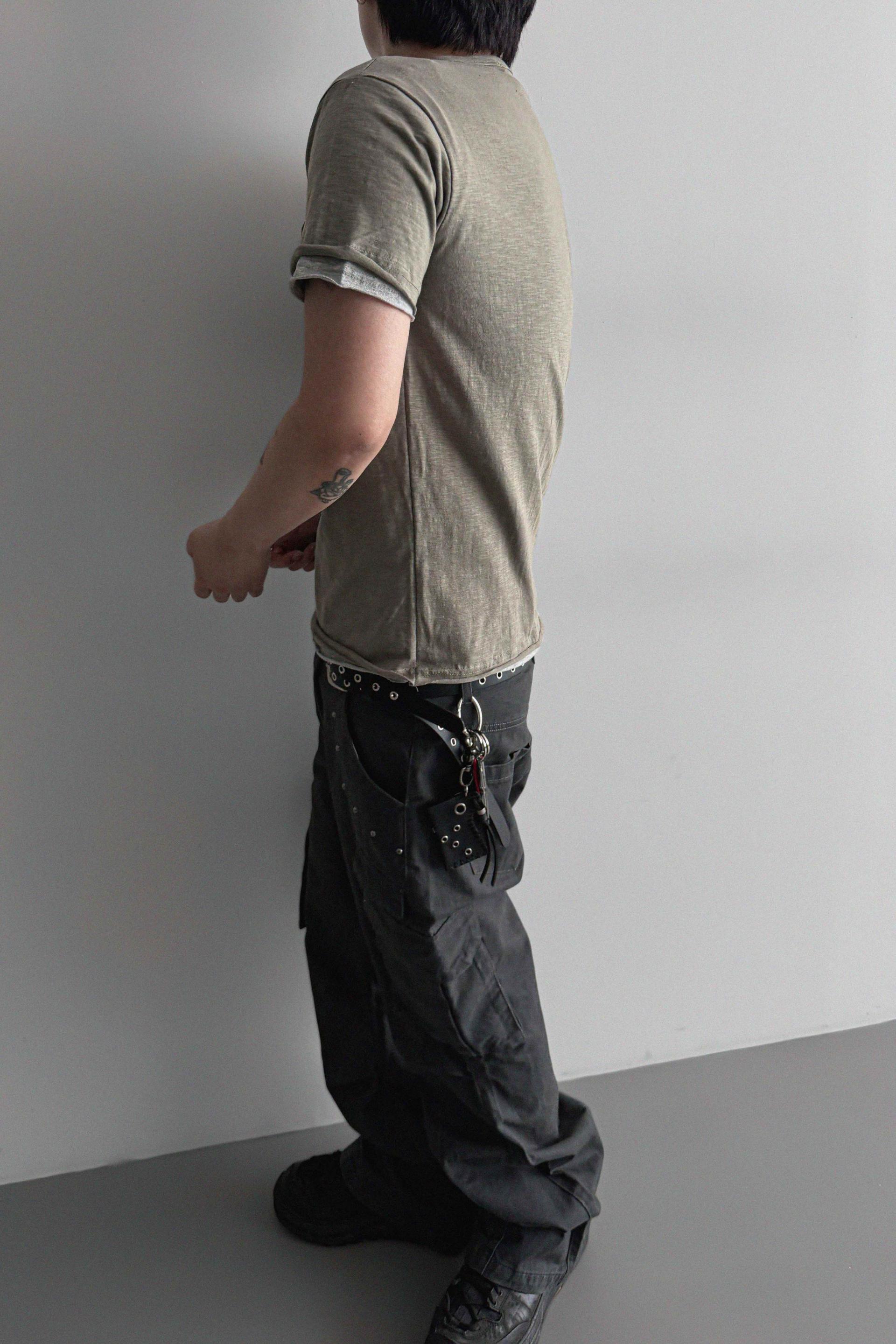Dying stud cargo flared pants