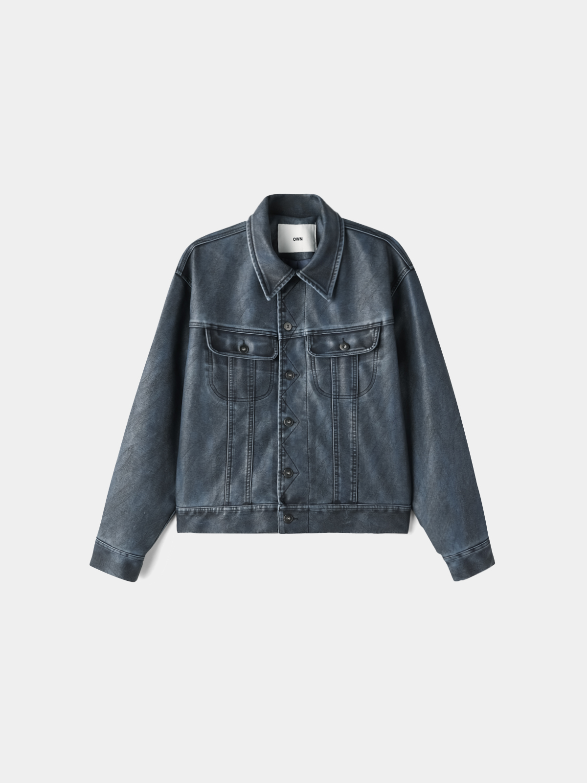 Rex leather trucker crop jacket
