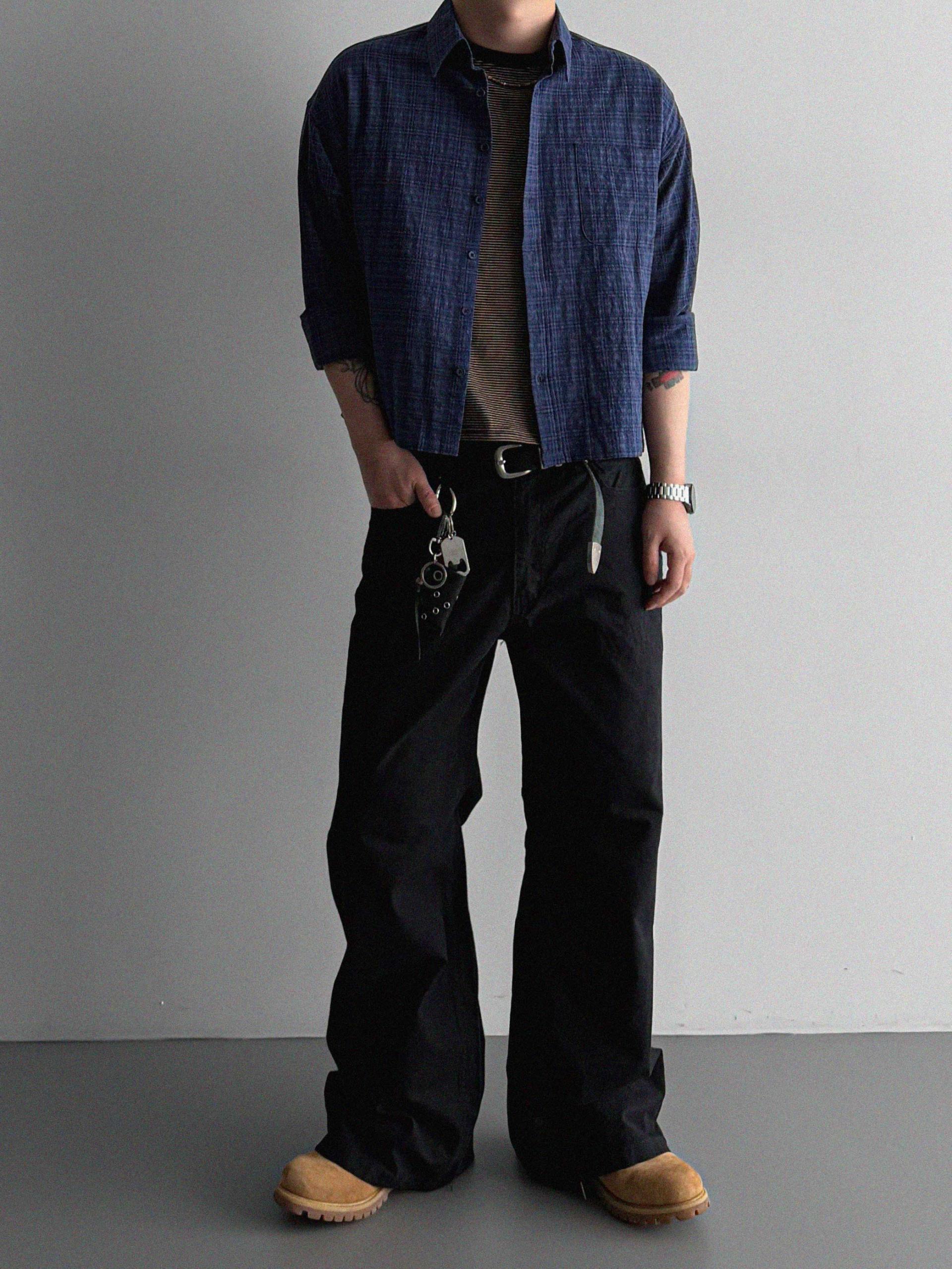 Cinch-back cotton flared pants