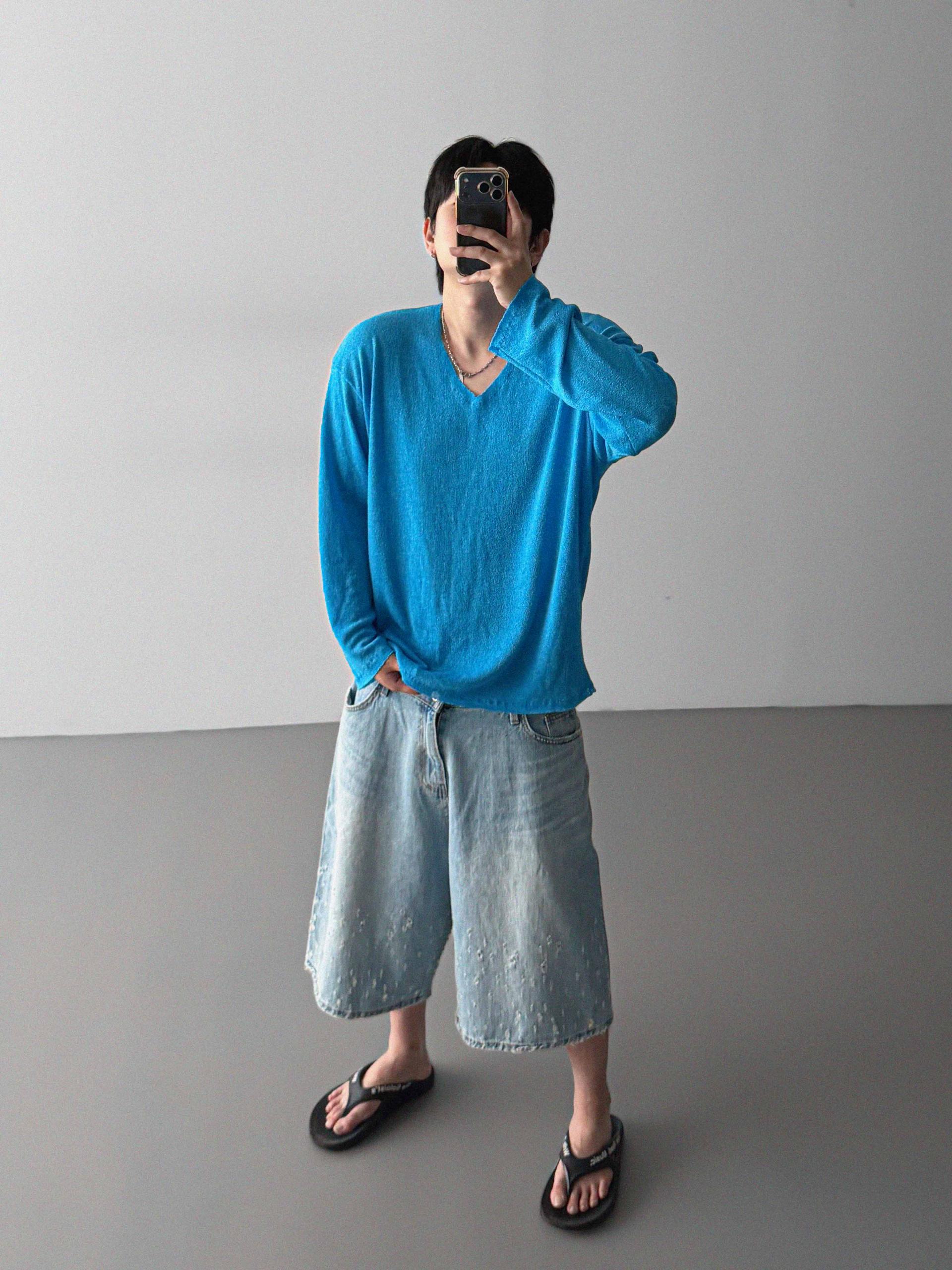 Bullet denim bermuda pants
