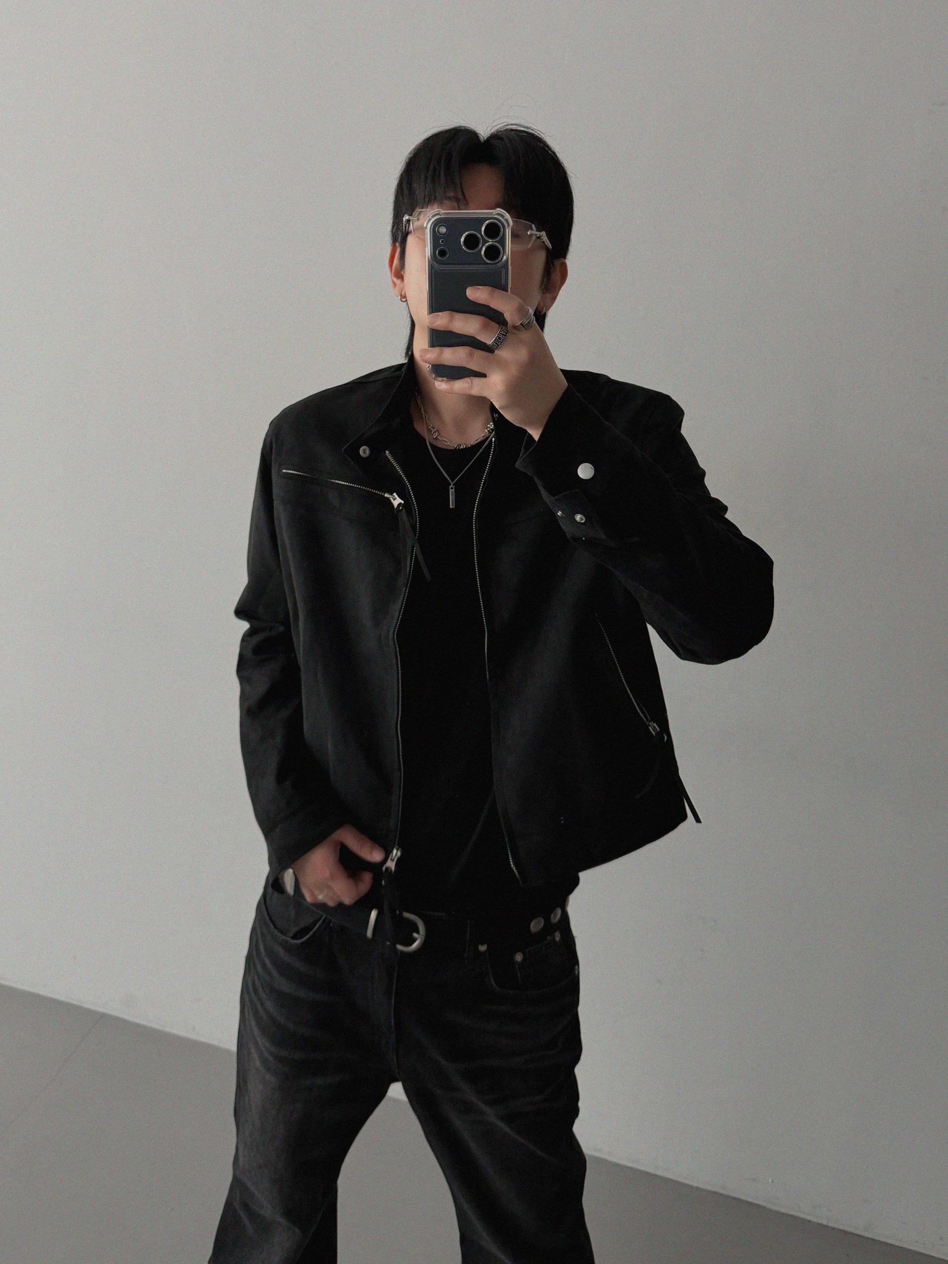 Biker suede crop jacket