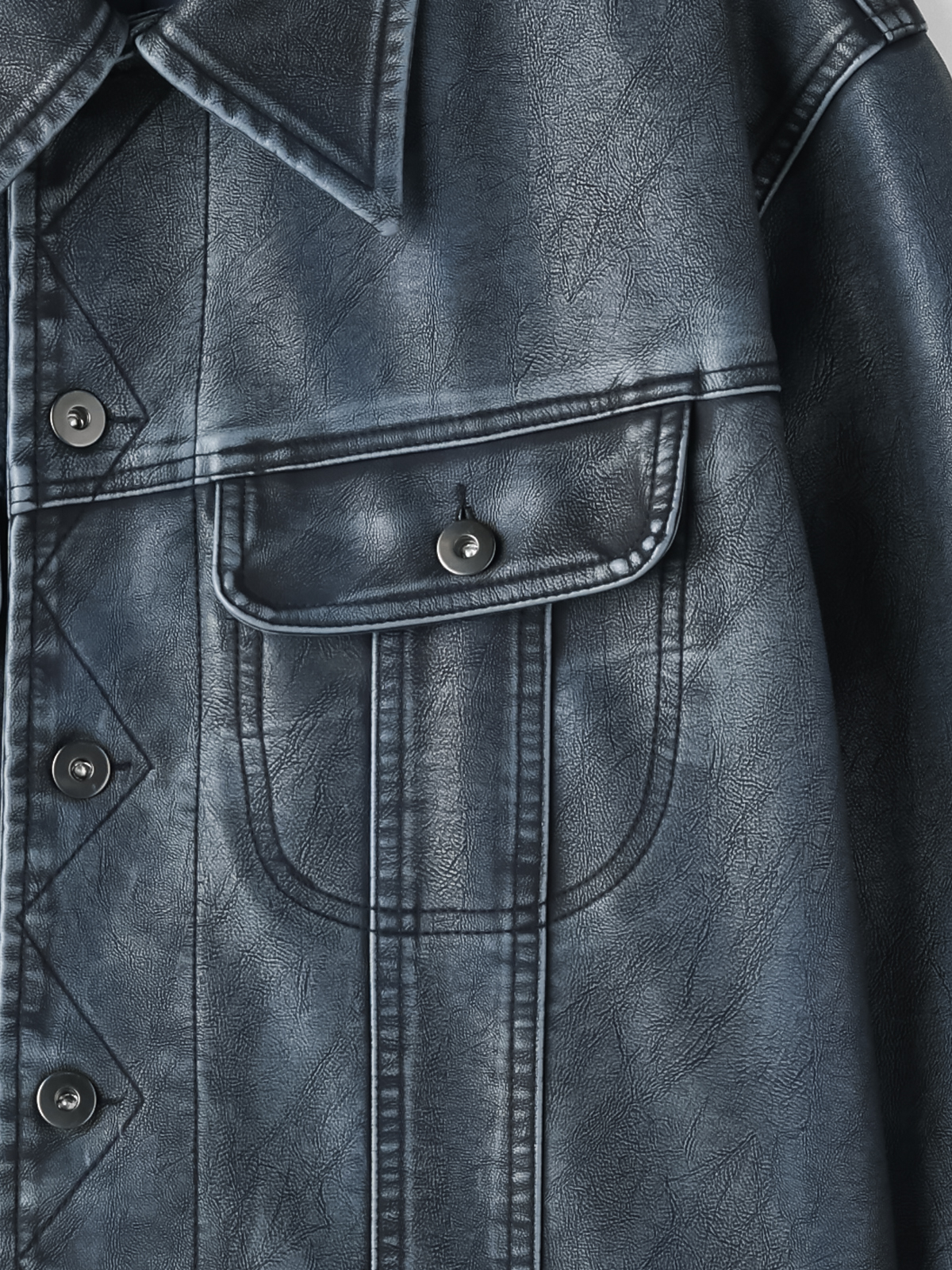 Rex leather trucker crop jacket