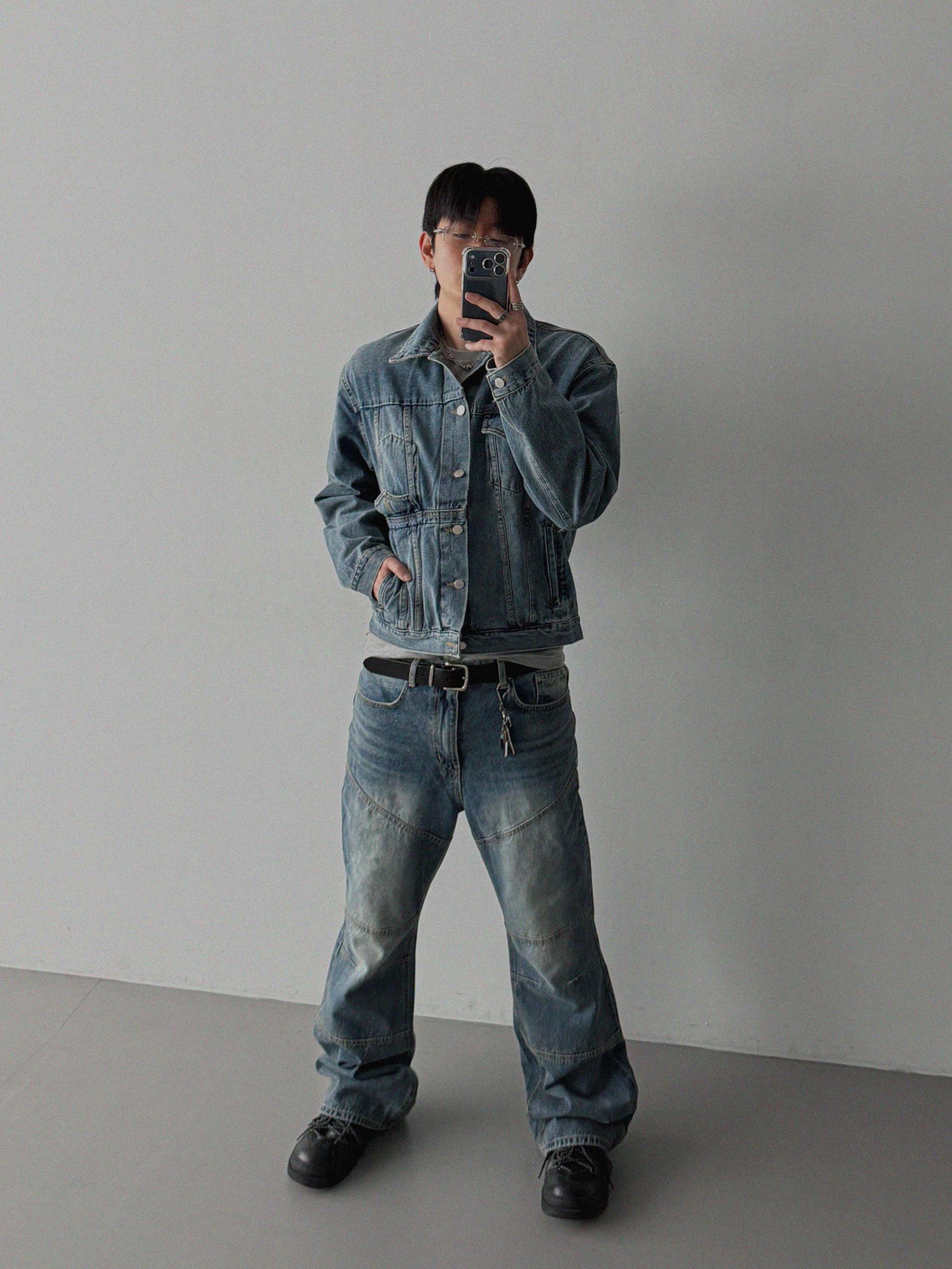 Mabel panel biker flare denim pants