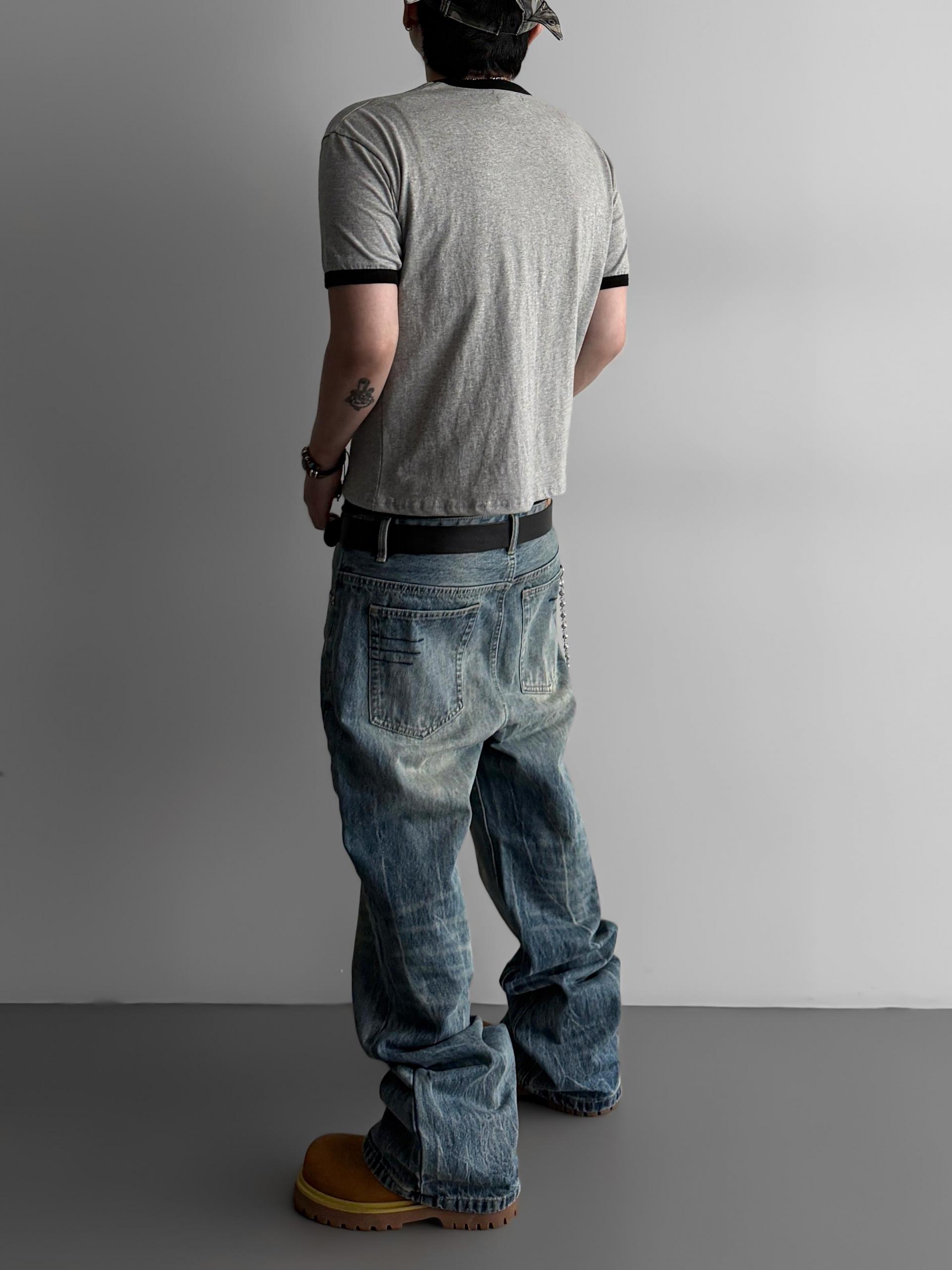 Ashed flare denim pants