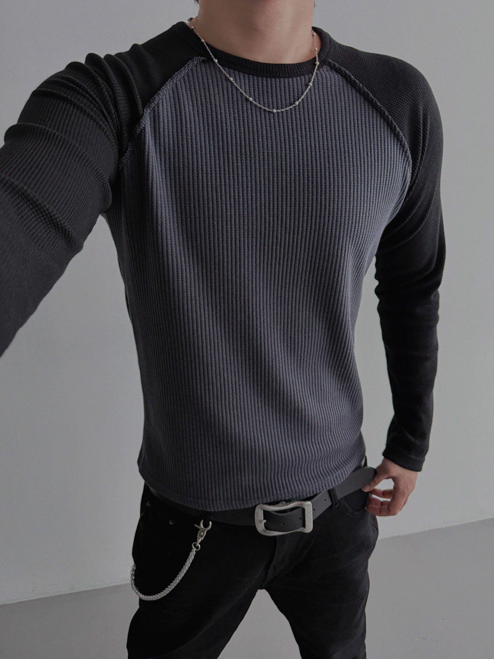 Tukhines waffle slim raglan t