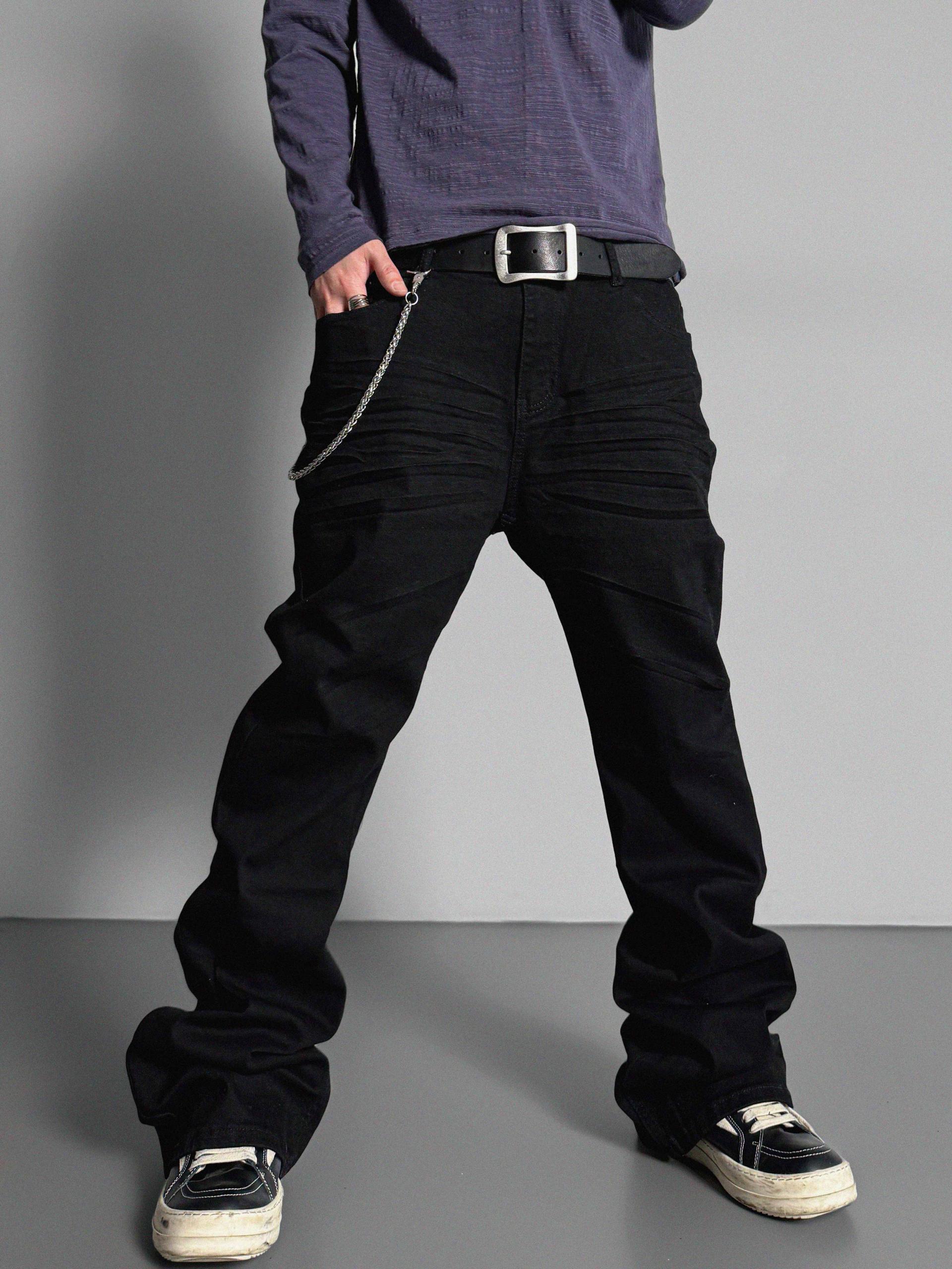 Dark embo sagging flare black jeans