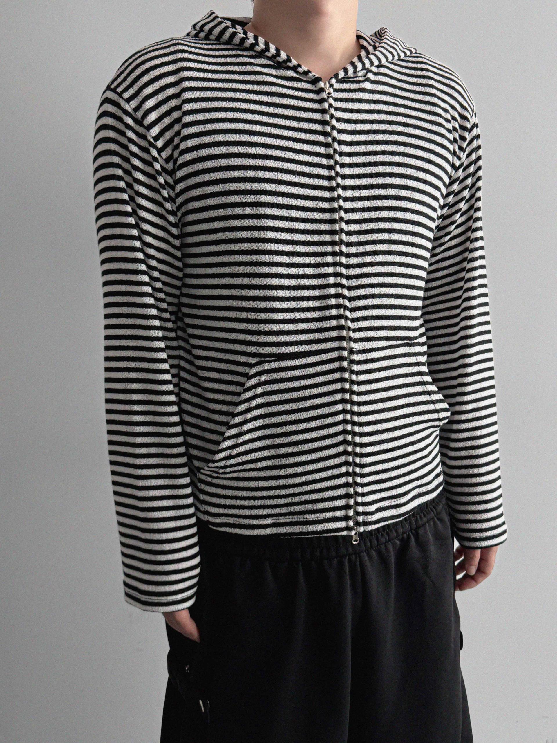 Seide stripe crop hood zip-up