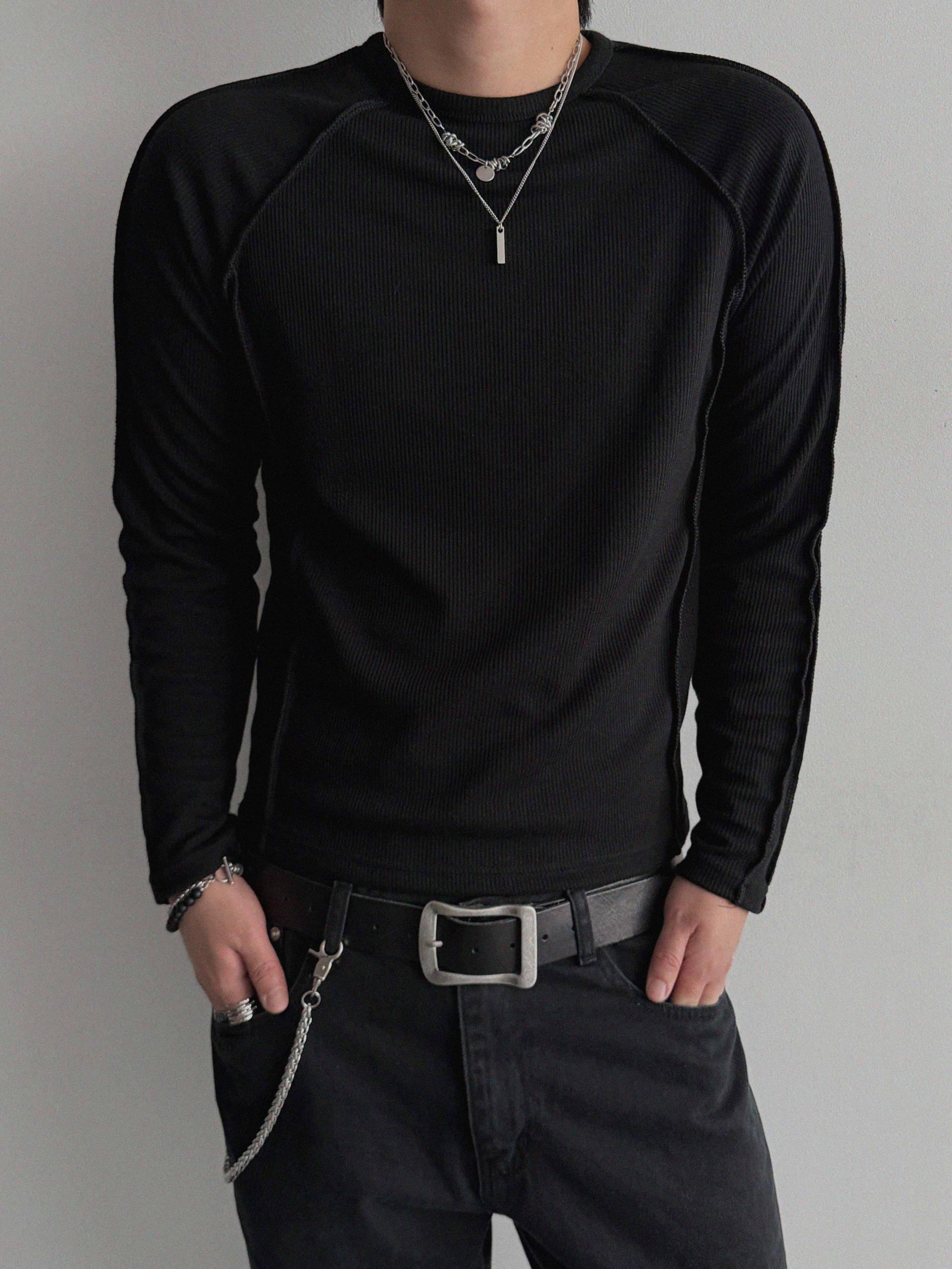Outside Incision ribbed slim t