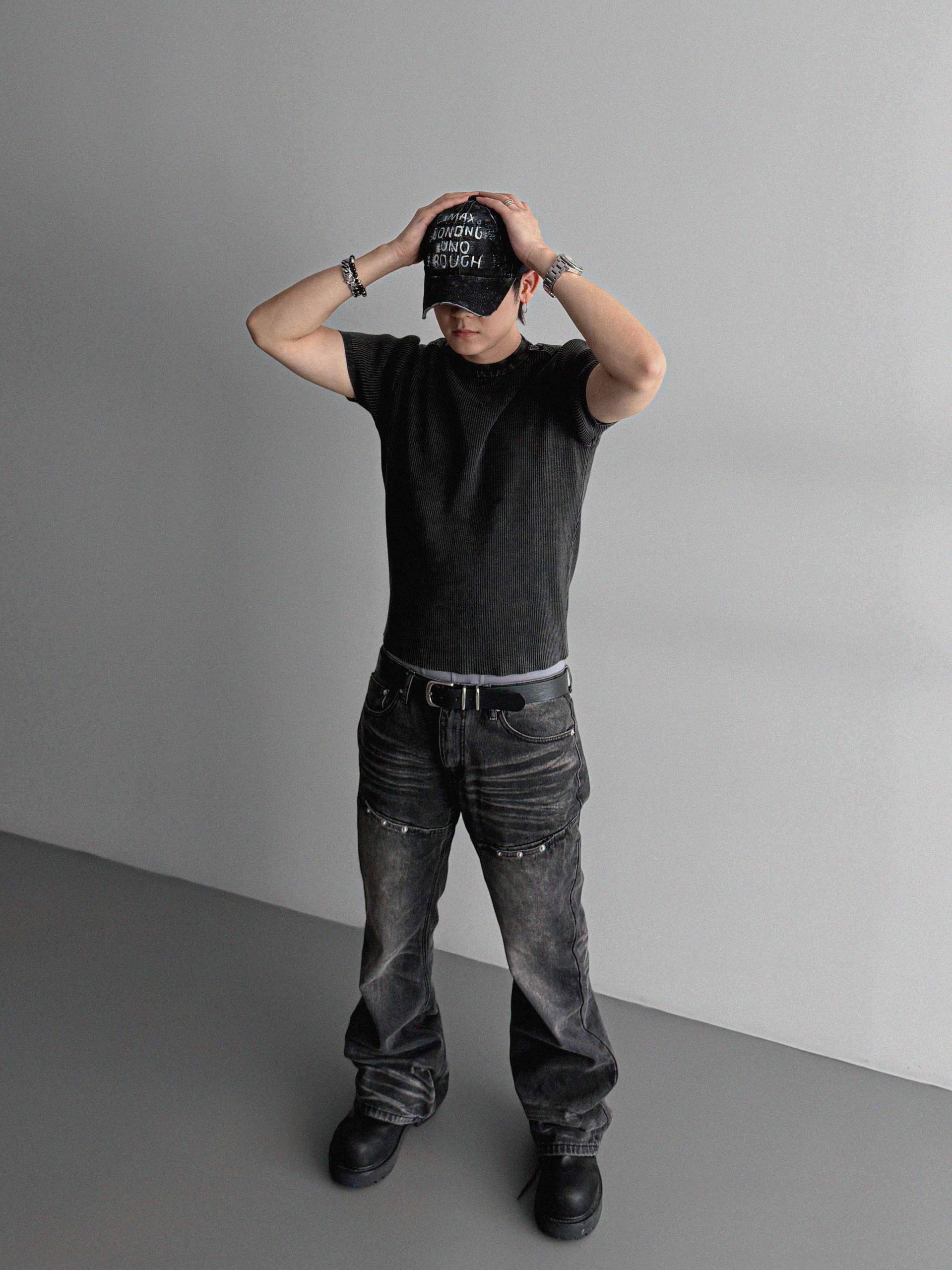 Pigment panel slim half knit