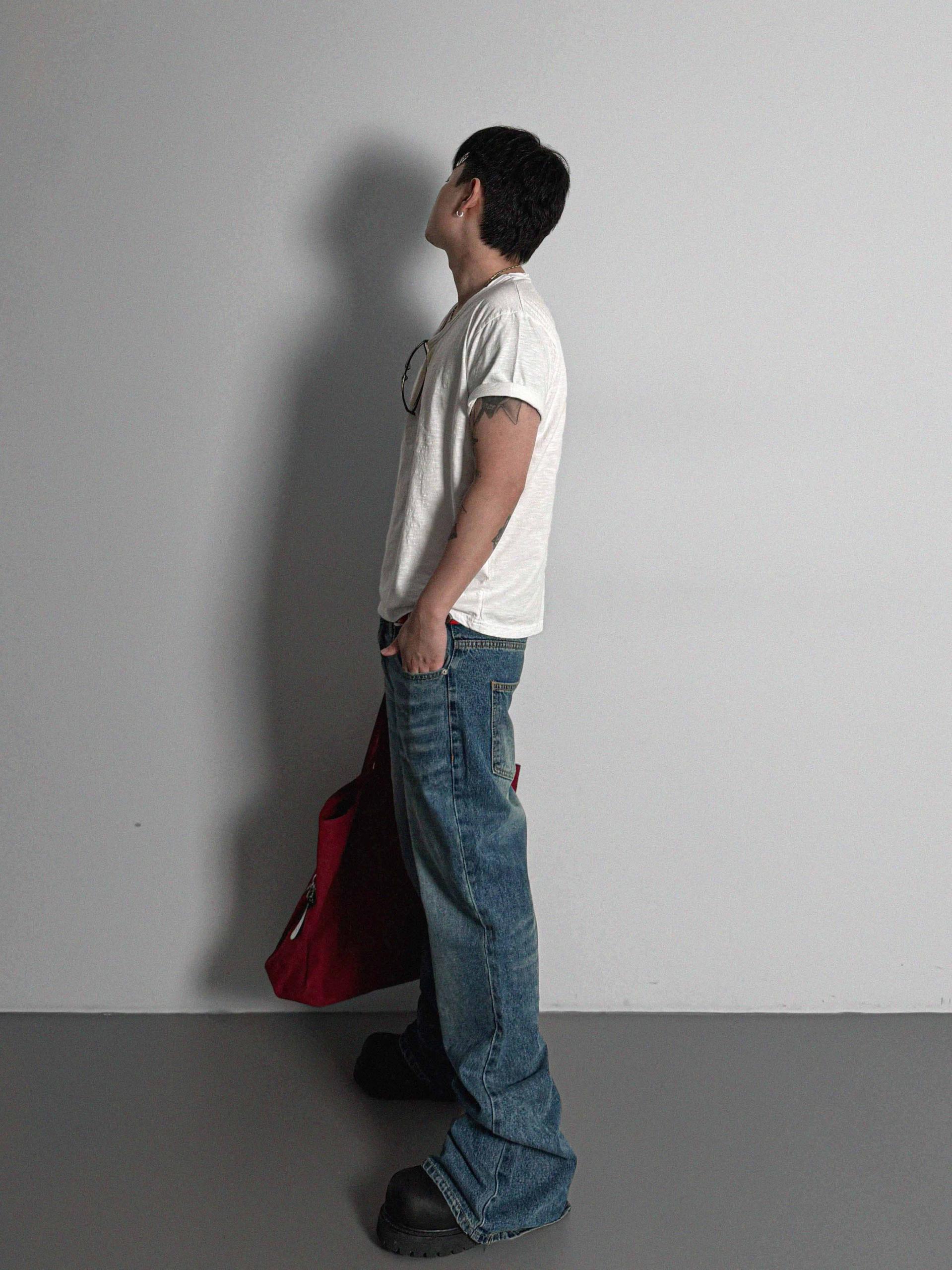 Slab cut u-neck half t