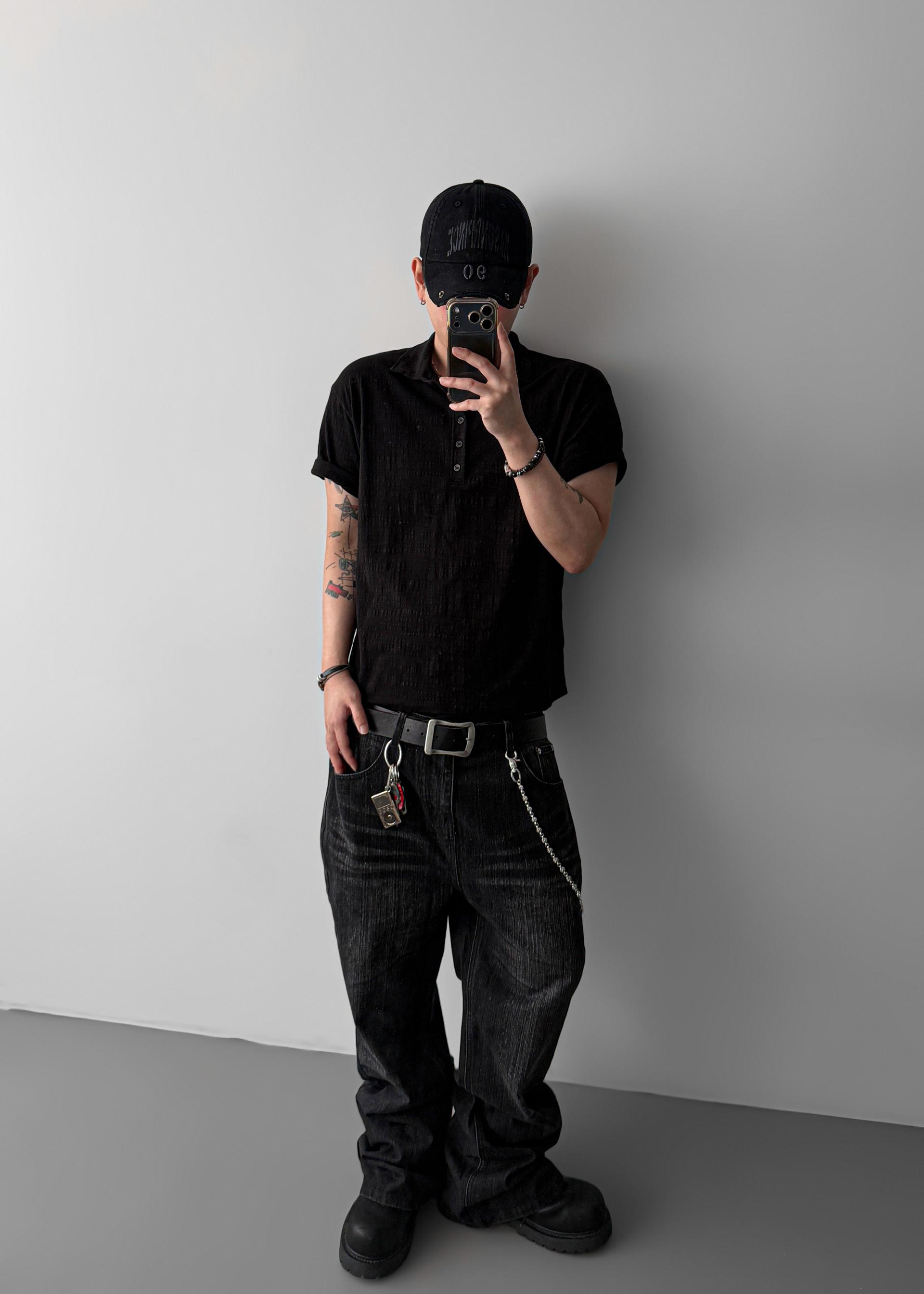 Slub collar half t