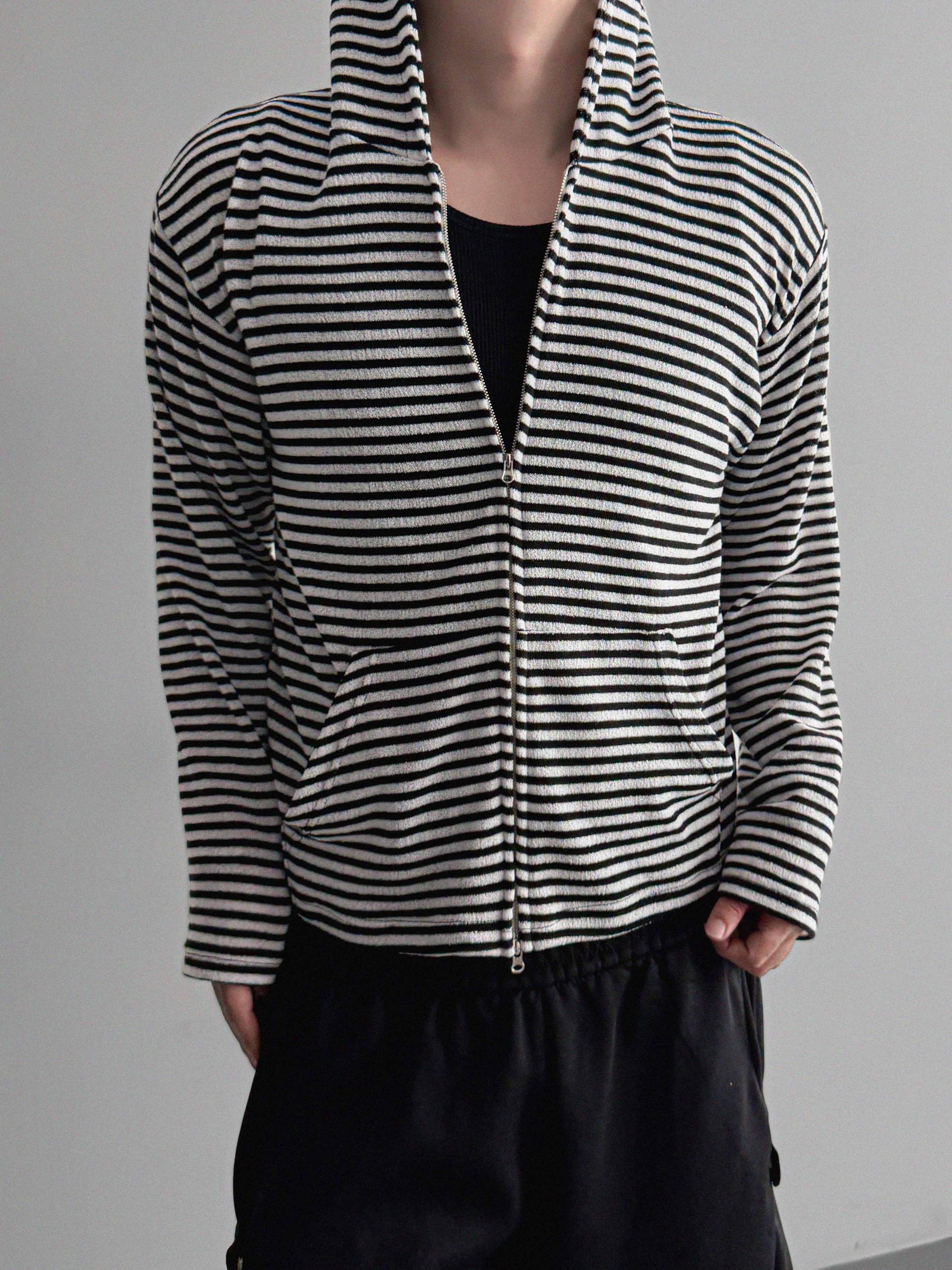 Seide stripe crop hood zip-up