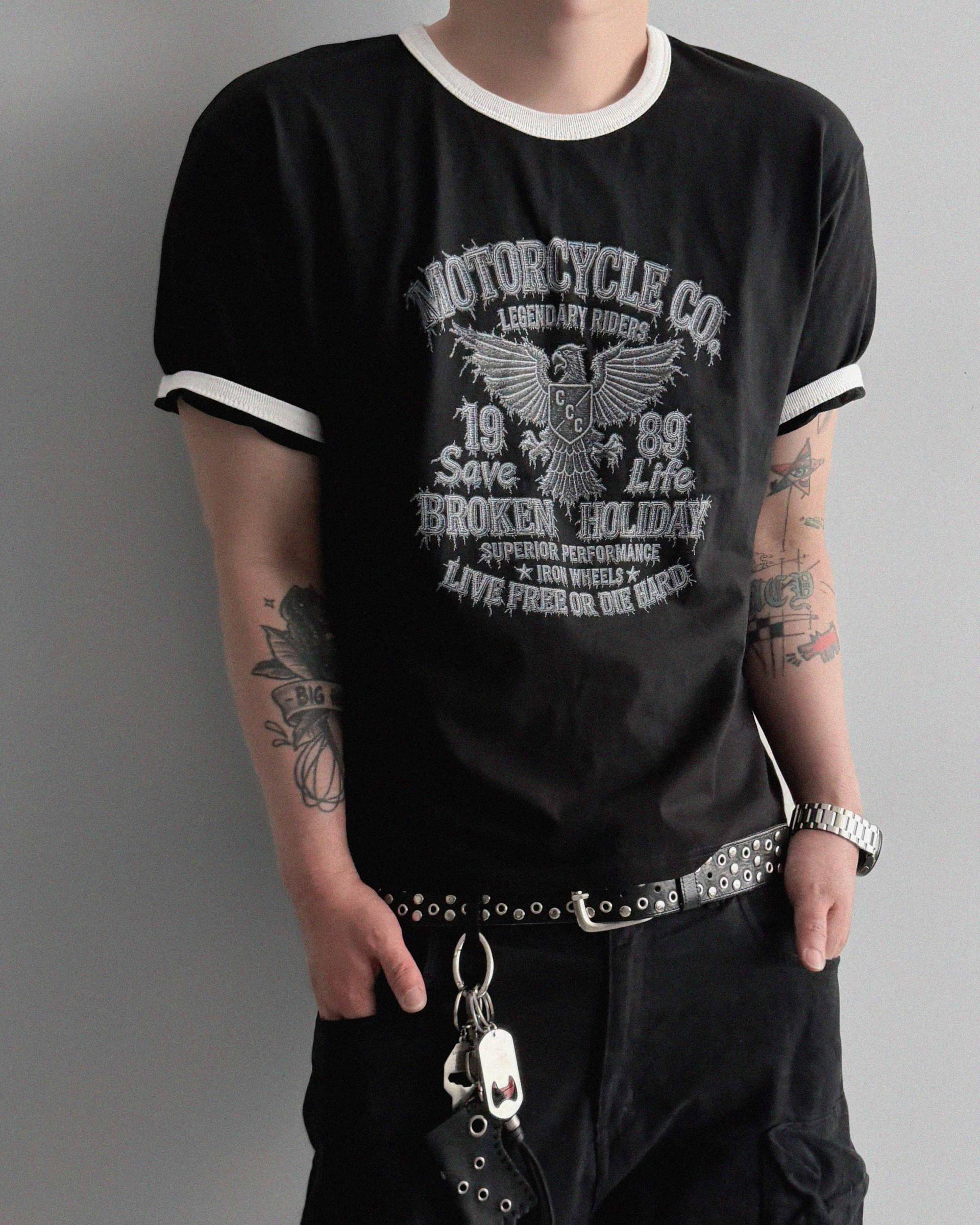 Moto ringer crop half t