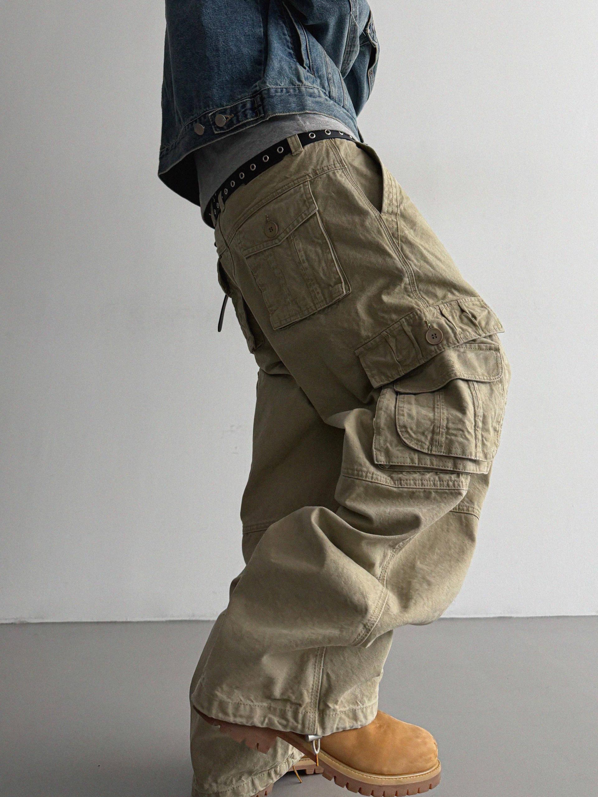 Ampty dyeing wide cargo pants