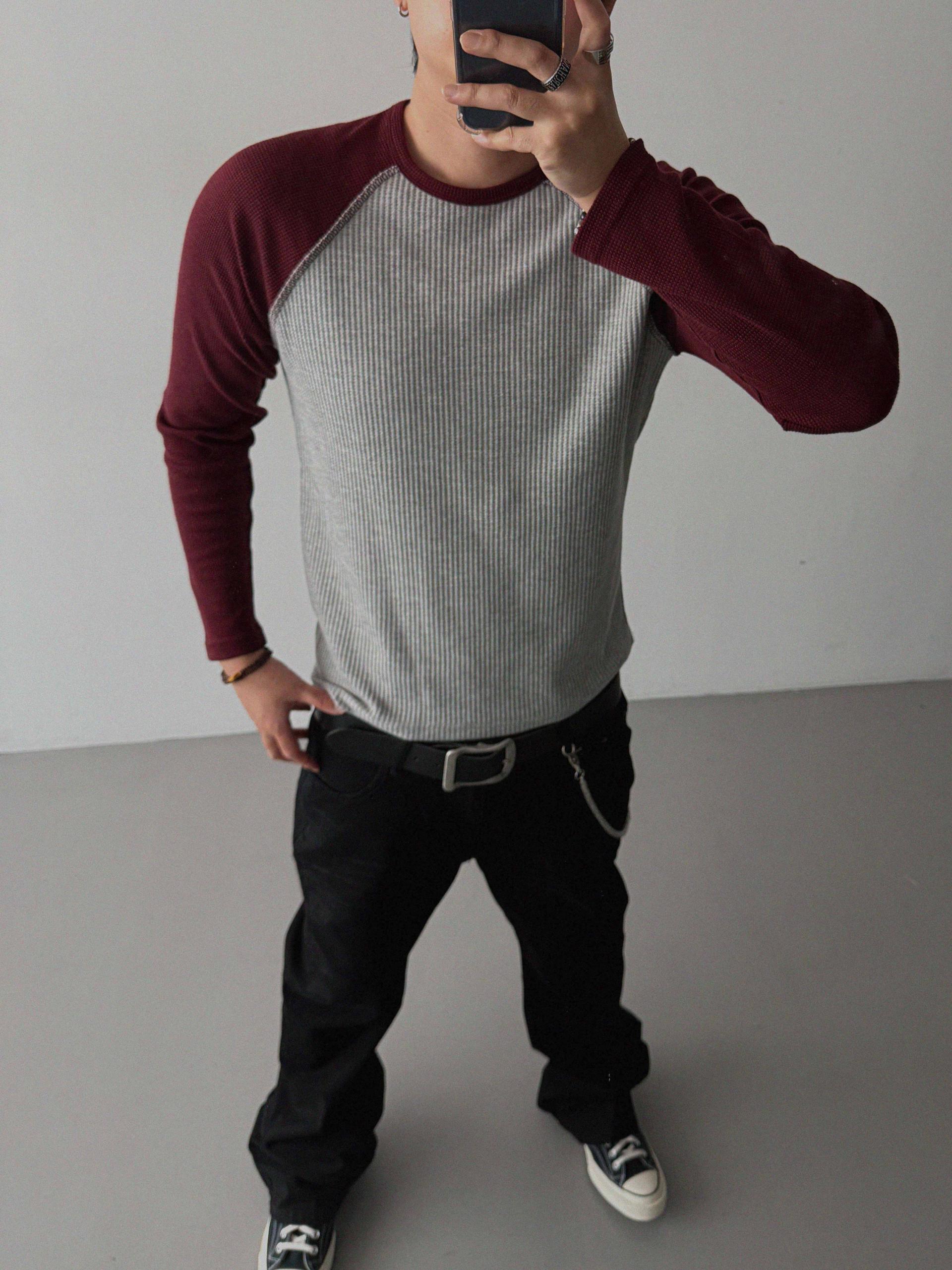 Tukhines waffle slim raglan t