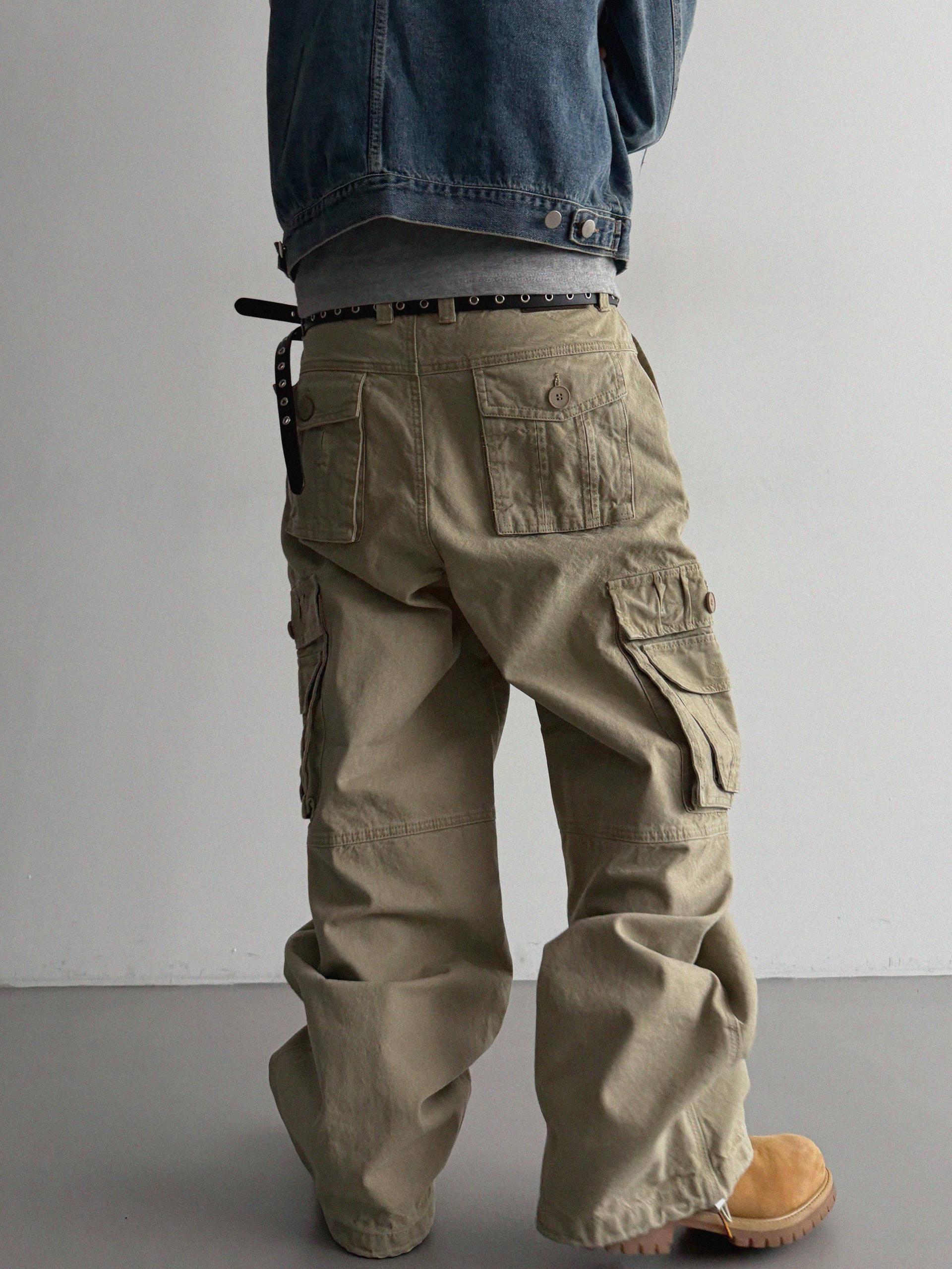 Ampty dyeing wide cargo pants