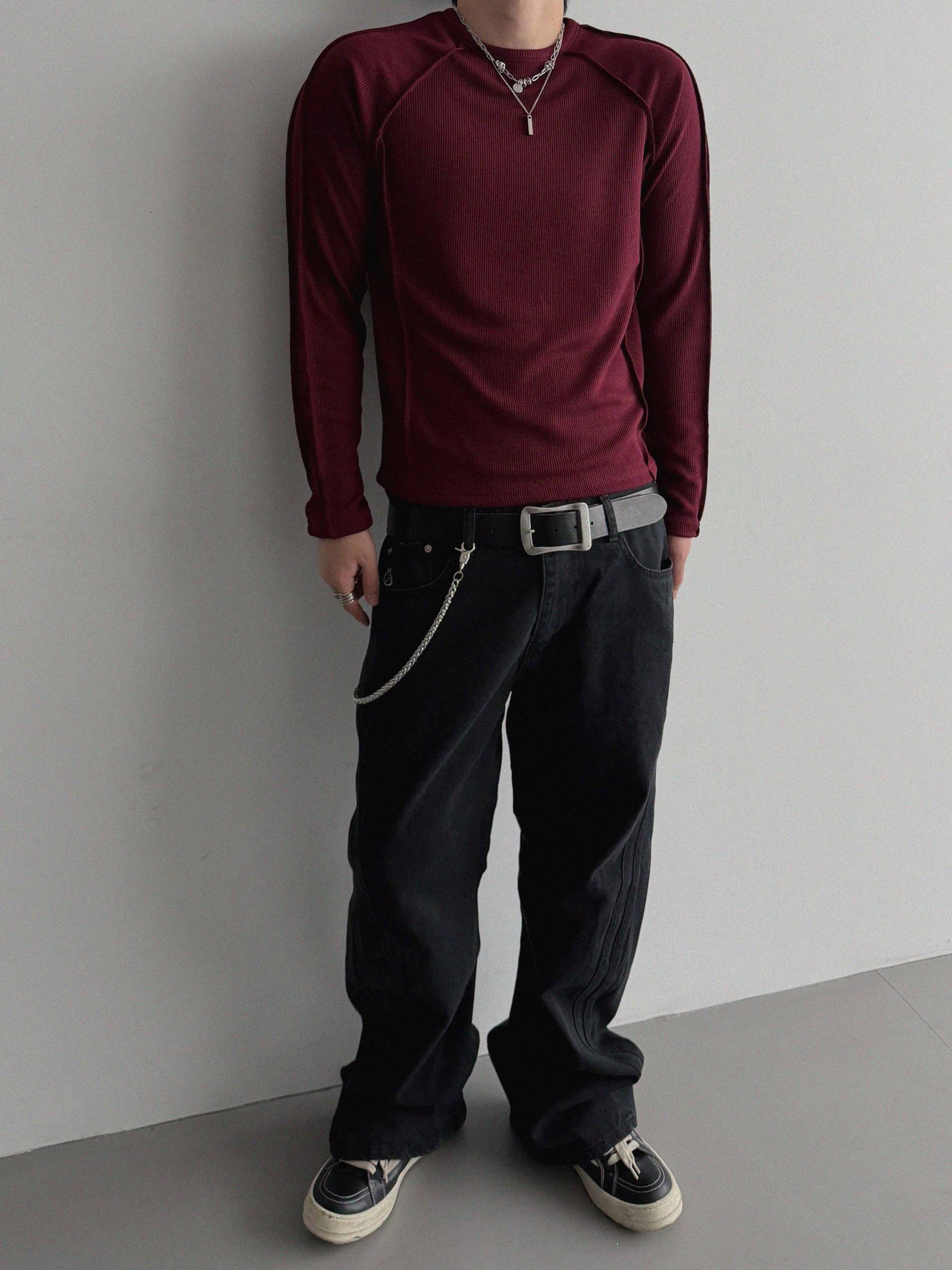 Outside Incision ribbed slim t