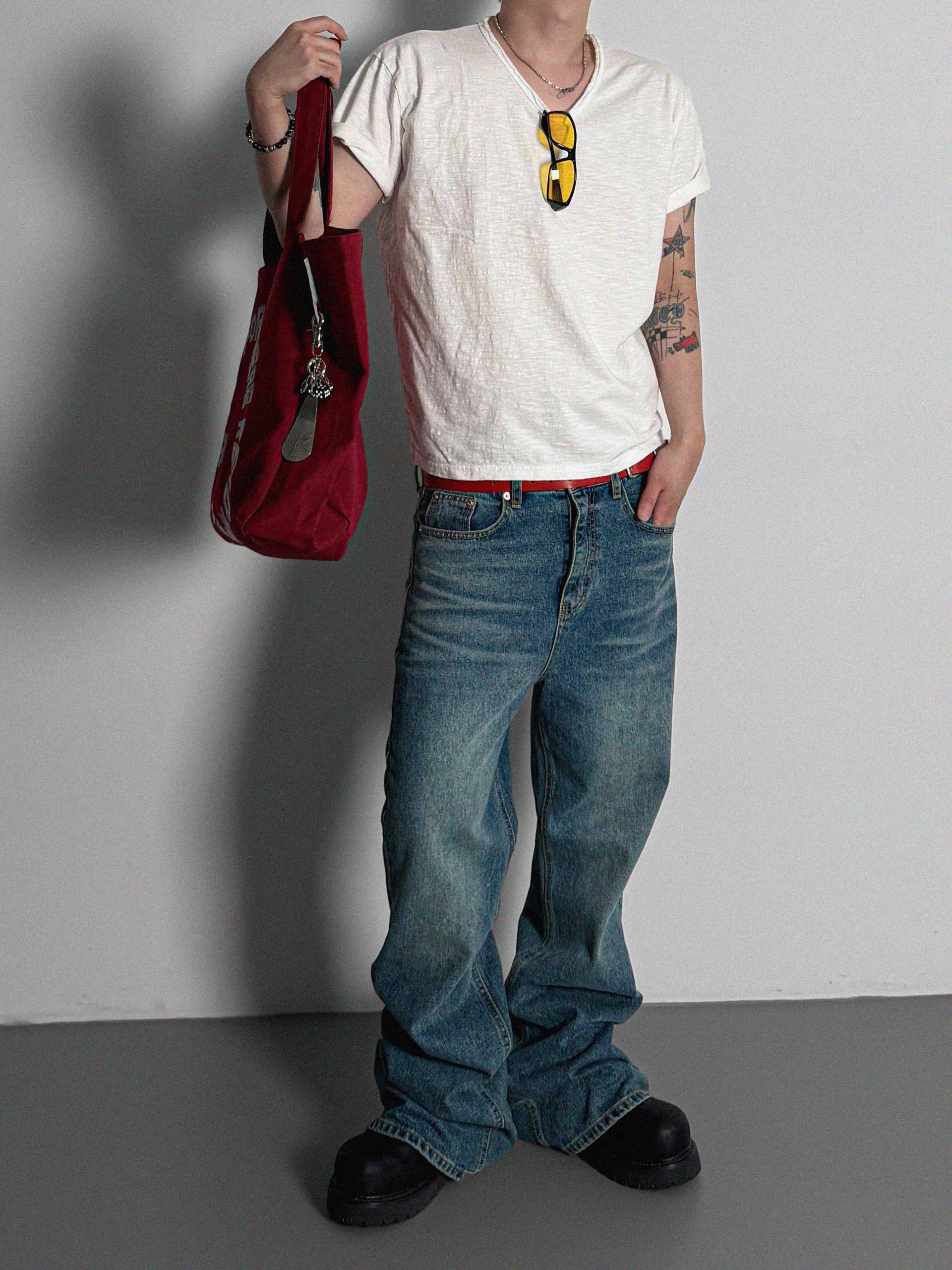 Slab cut u-neck half t