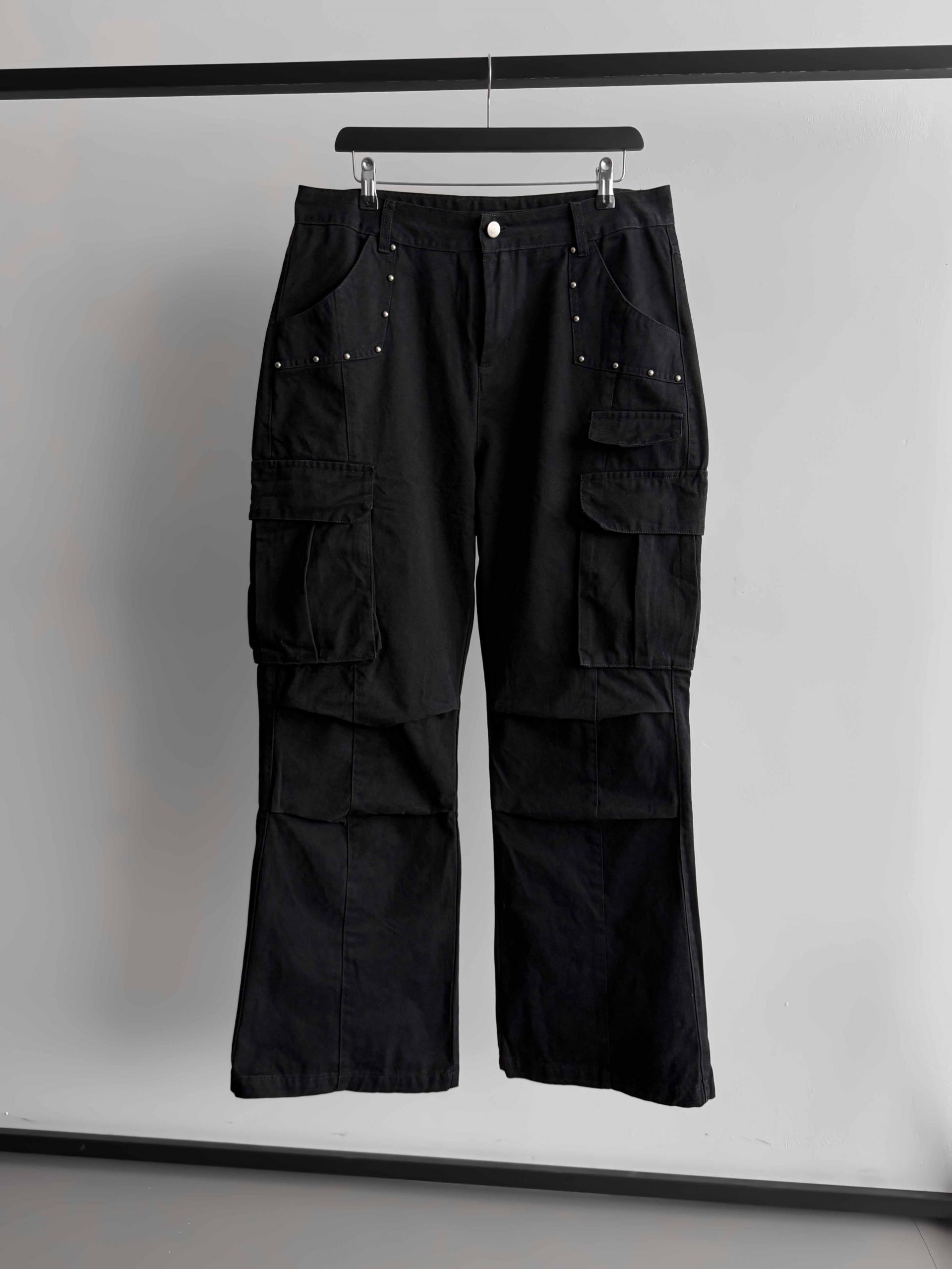 Dying stud cargo flared pants