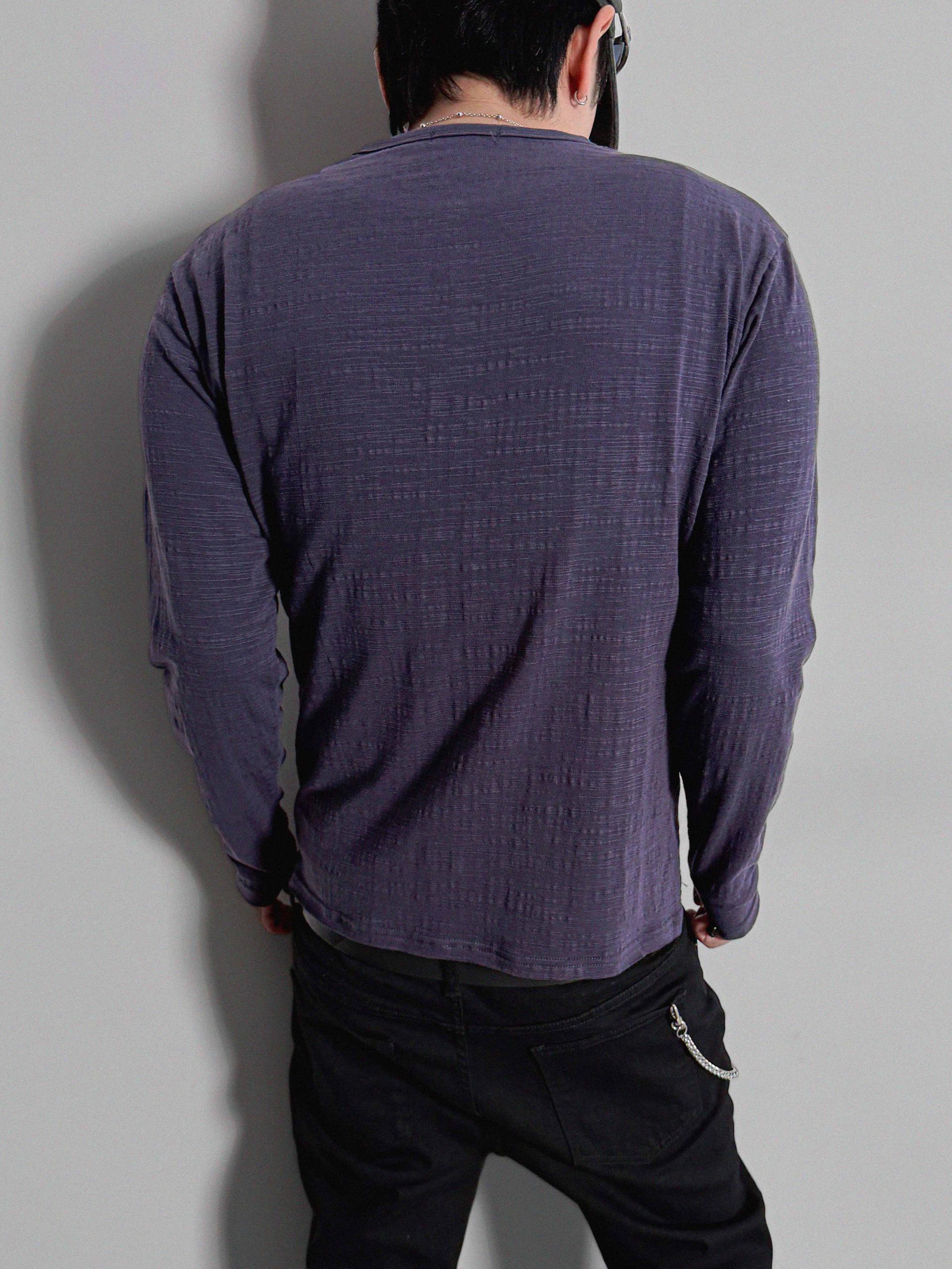 Button slub henley neck slim t