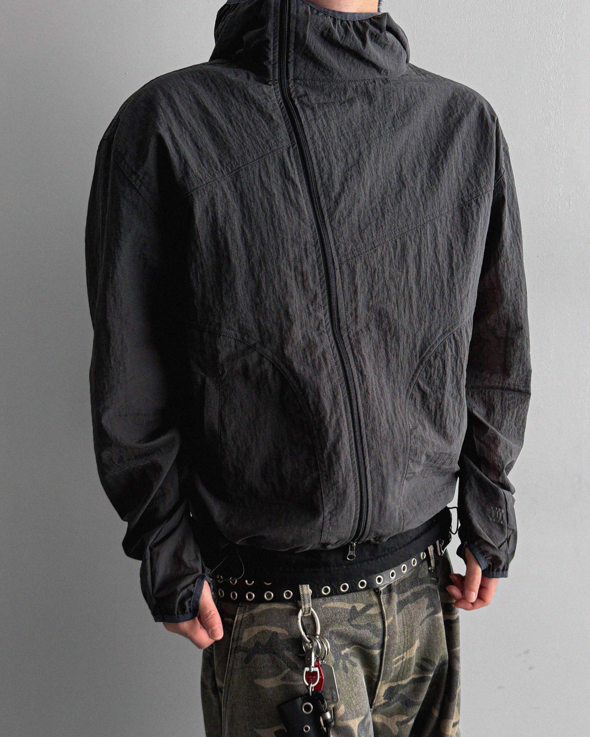 Summer diagonal zipper hood jacket