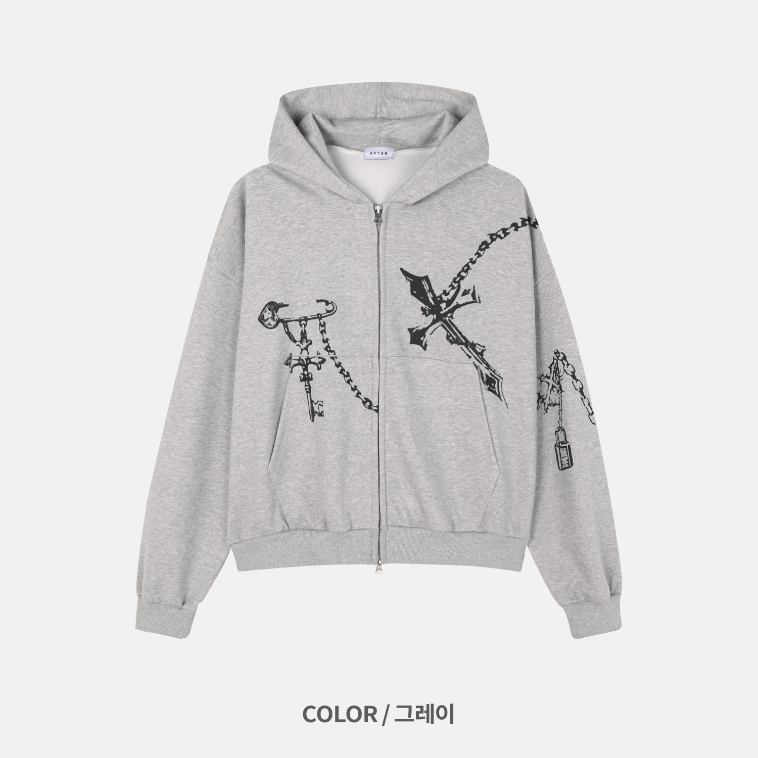 Keyring printed crop hood zip-up