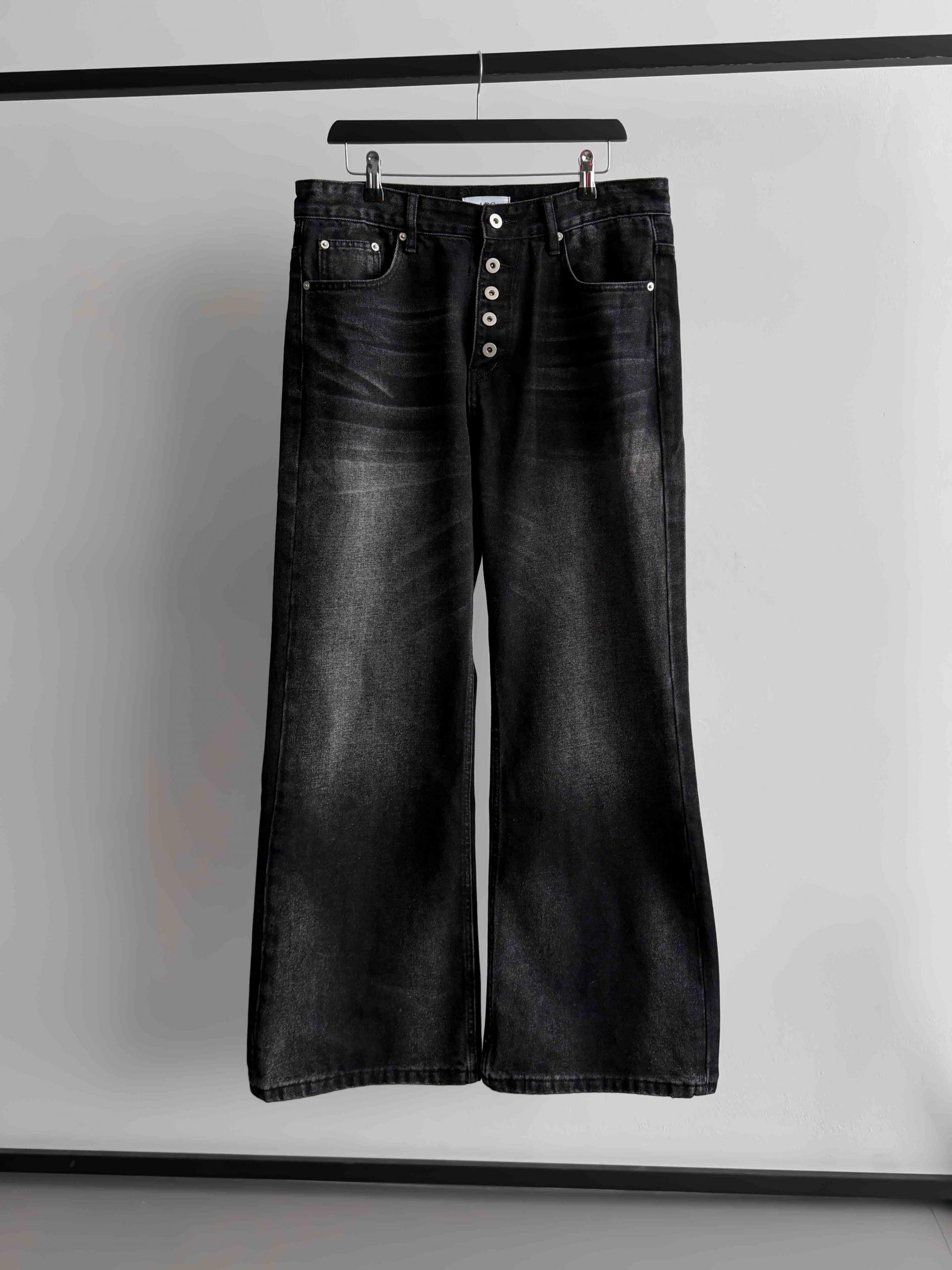 Button fly flare denim pants