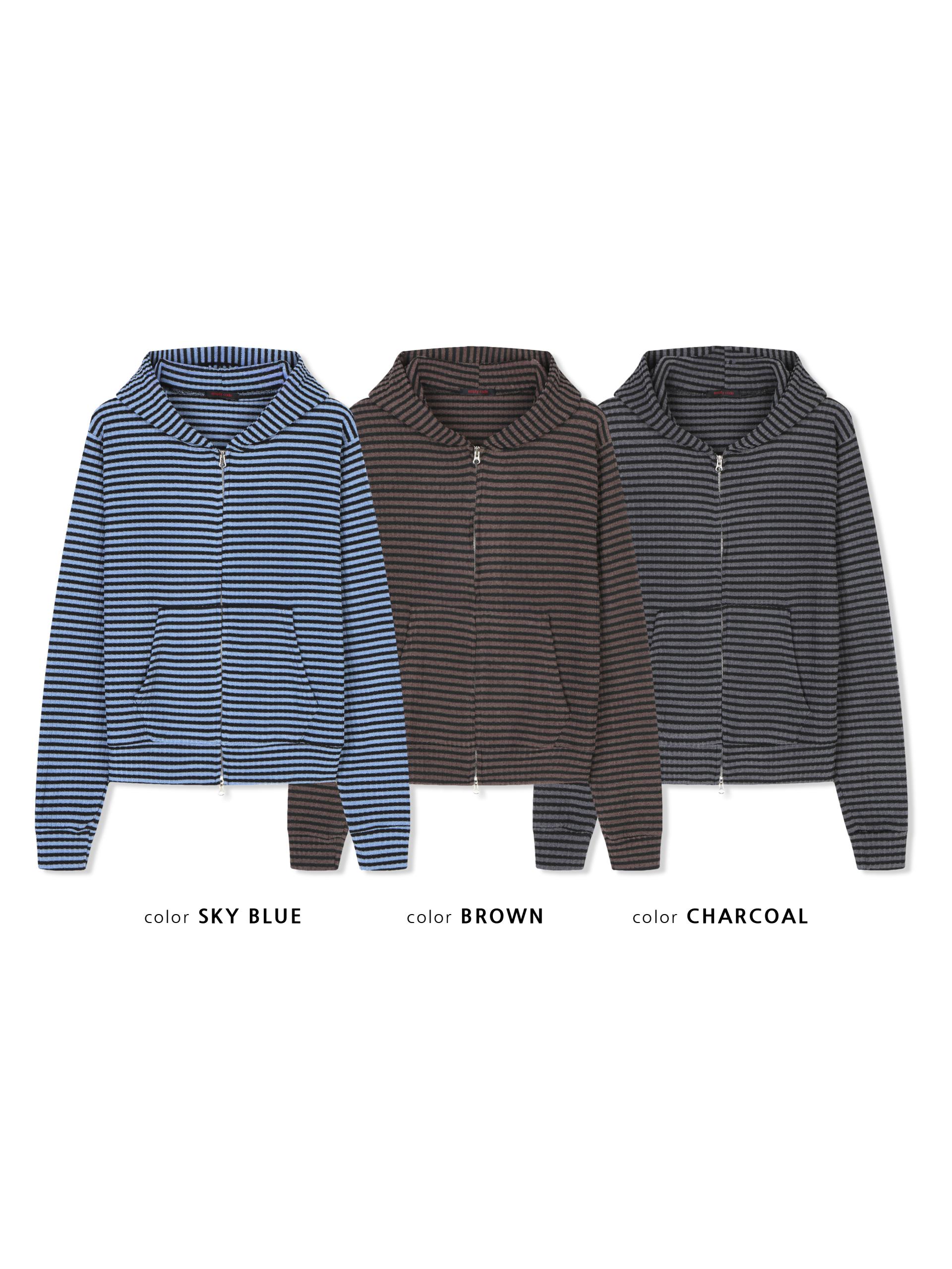 Jenny stripe crop hood zip-up