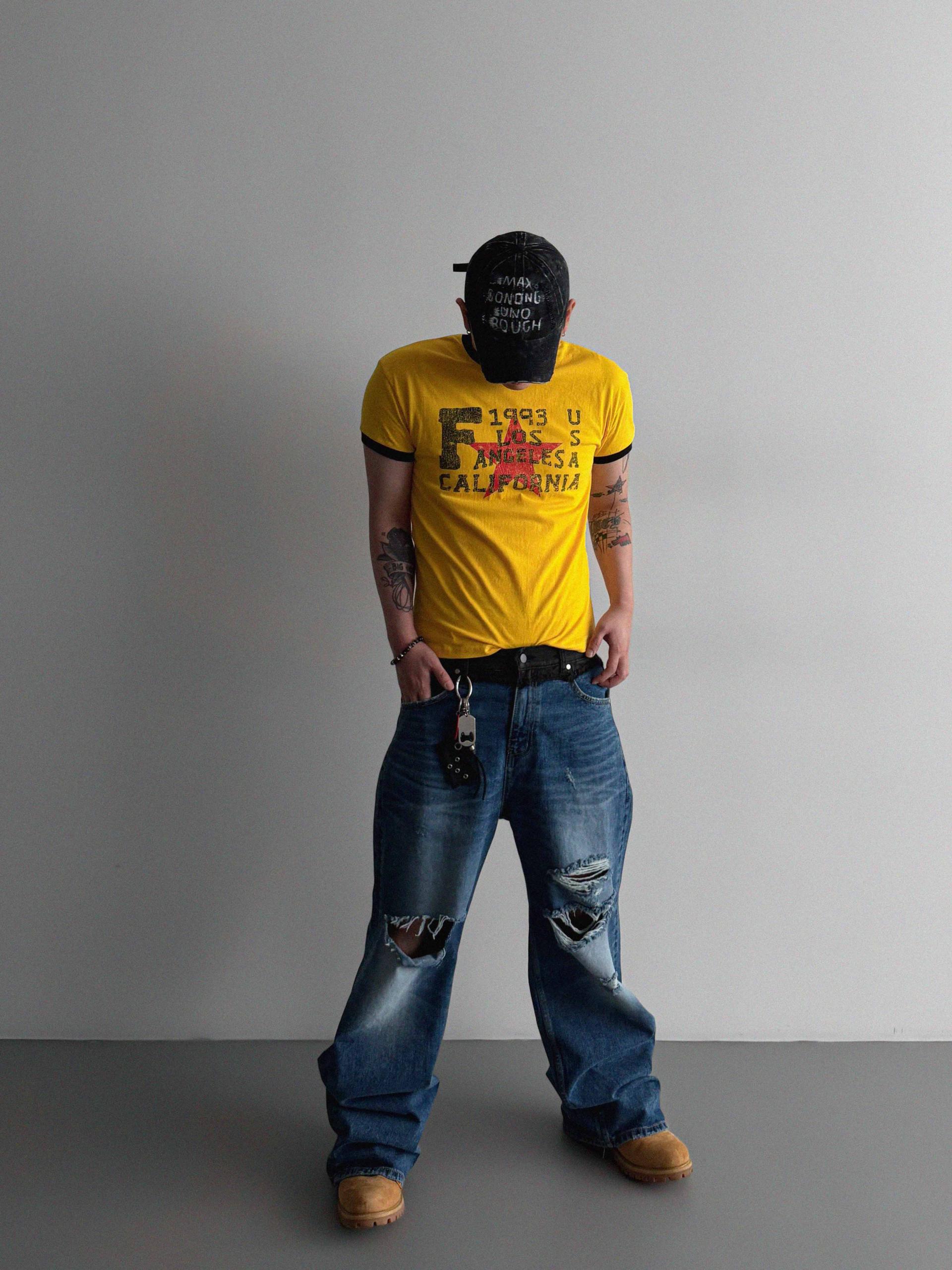 Retro star muscle ringer half t
