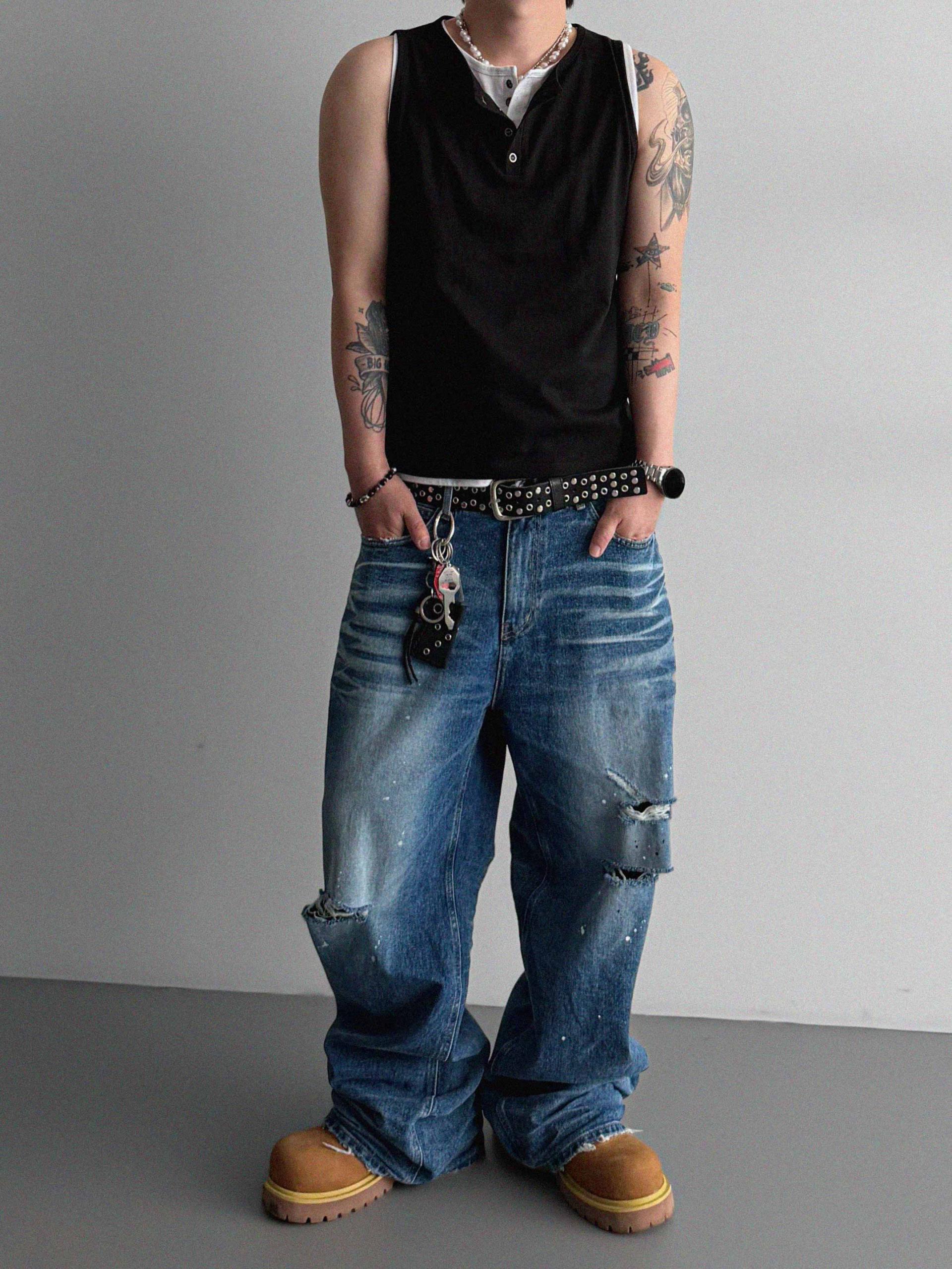 Ver-embo vintage denim pants