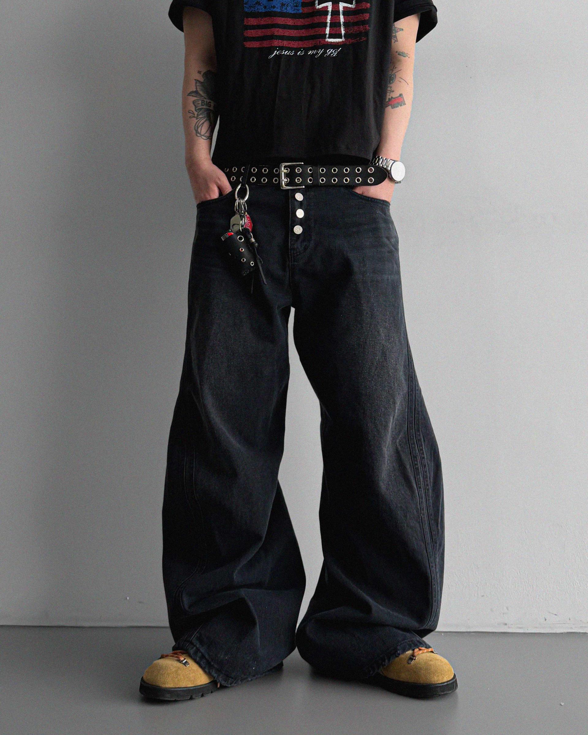 Cachion twisted wide denim pants
