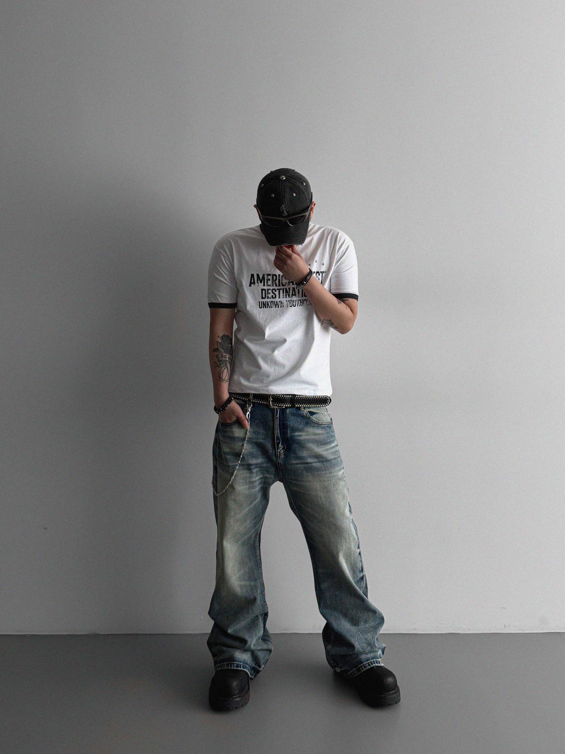 Mobe sand flare denim pants