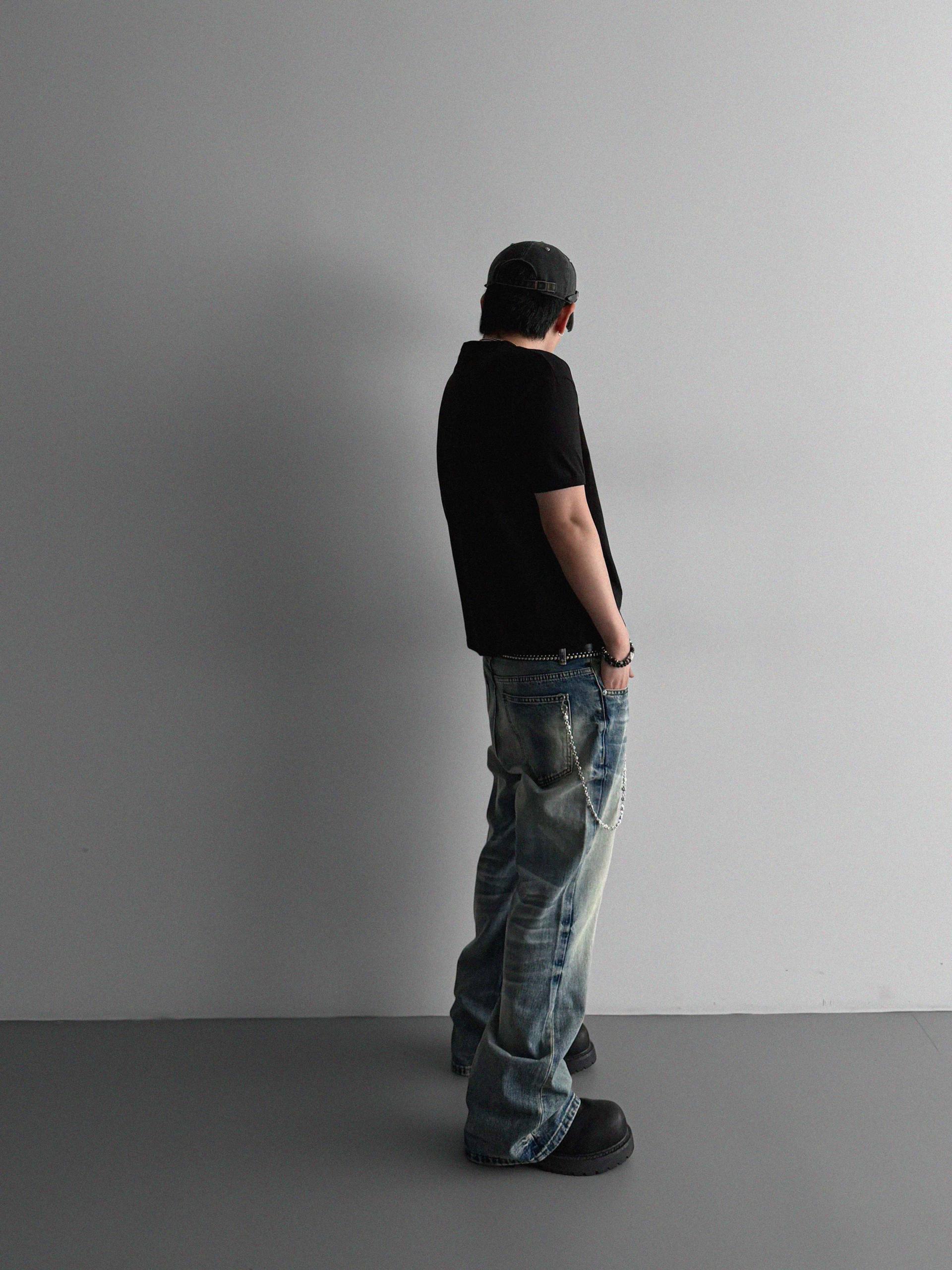 Mobe sand flare denim pants